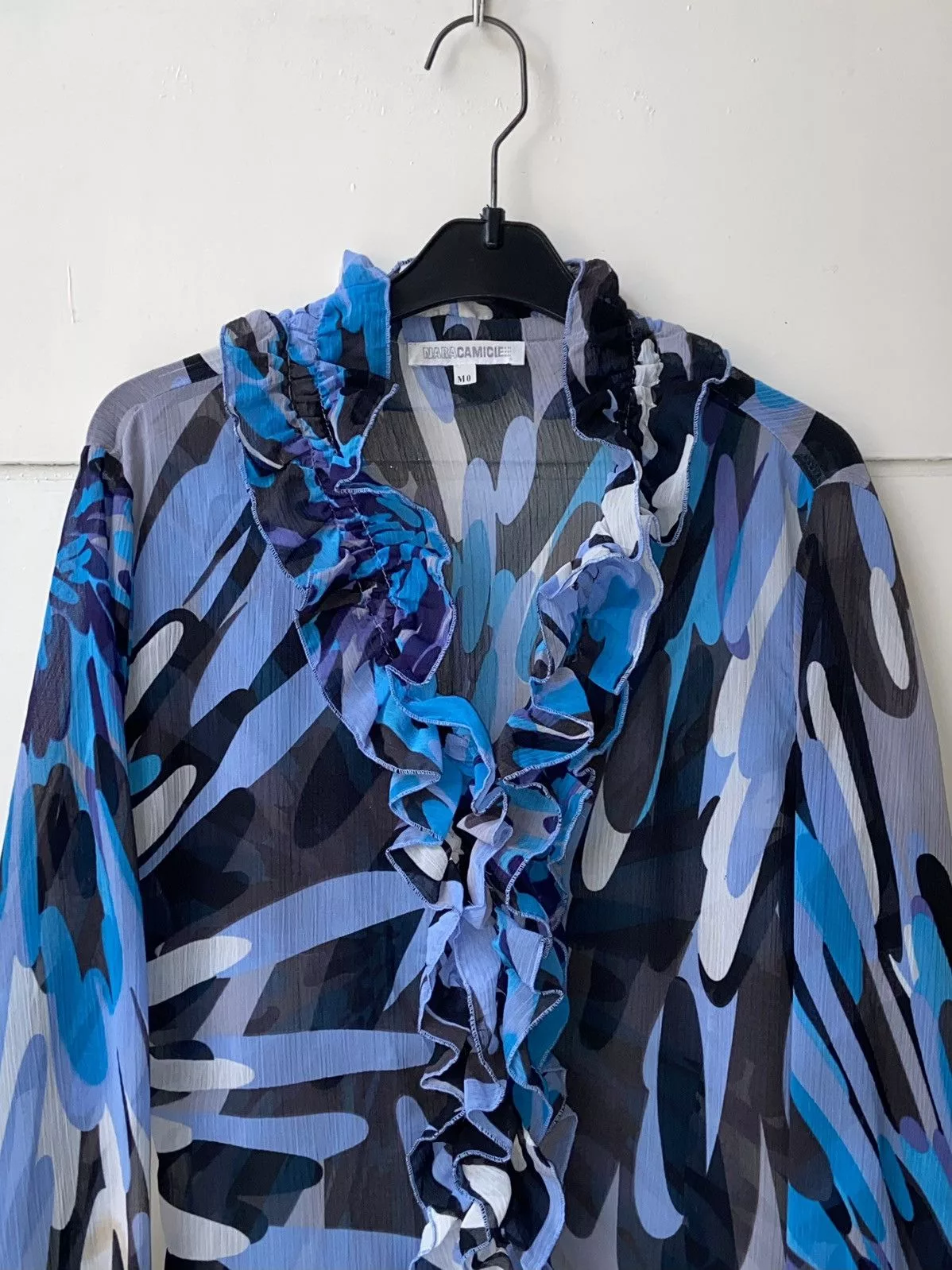 Designer Blouses Designer × Japanese Brand NARA CAMICIE Patterned Blouse Blue