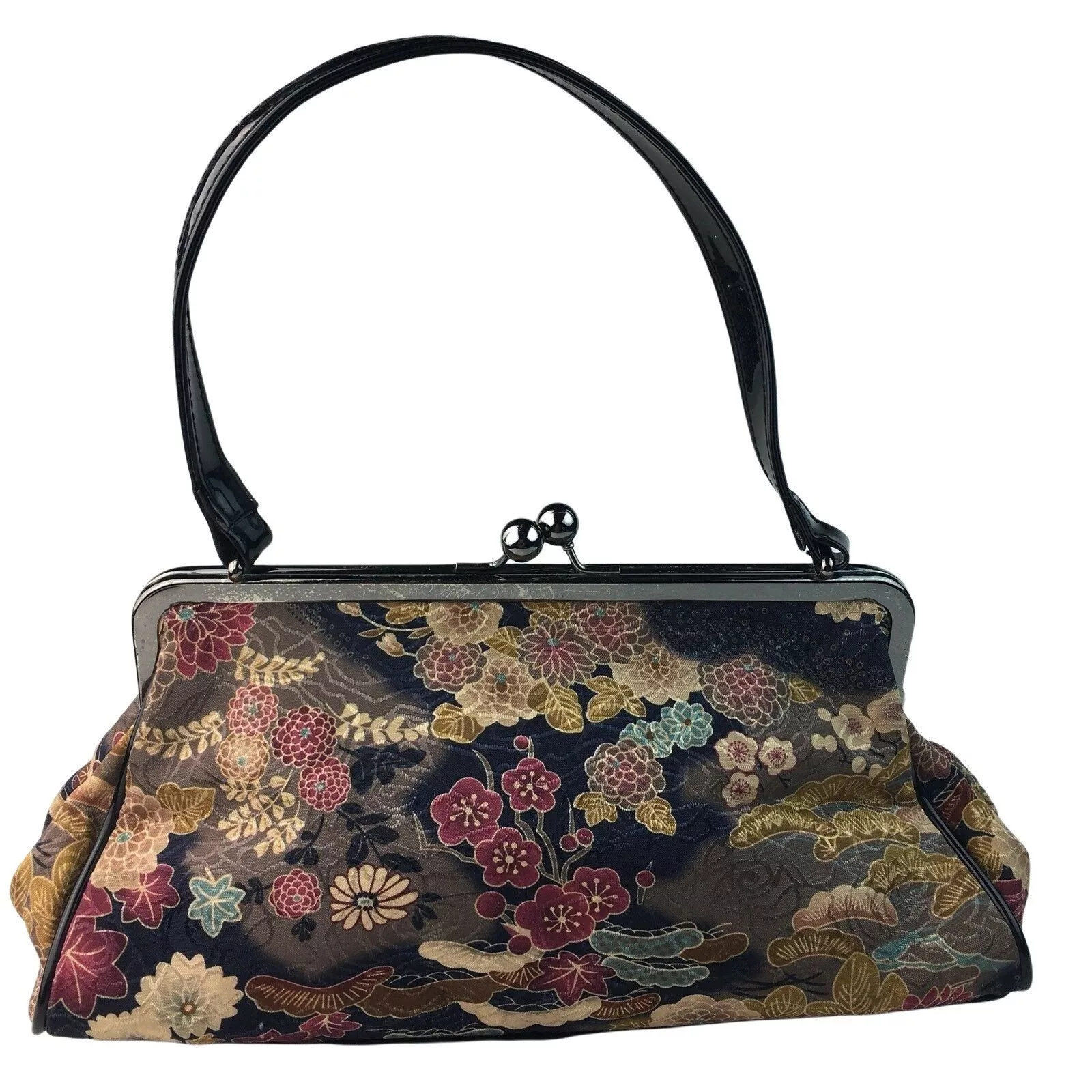Other Handle Bags Other Womens Fabric Carpetbagger Handbag Floral Purse Kiss Lock Cl Brown