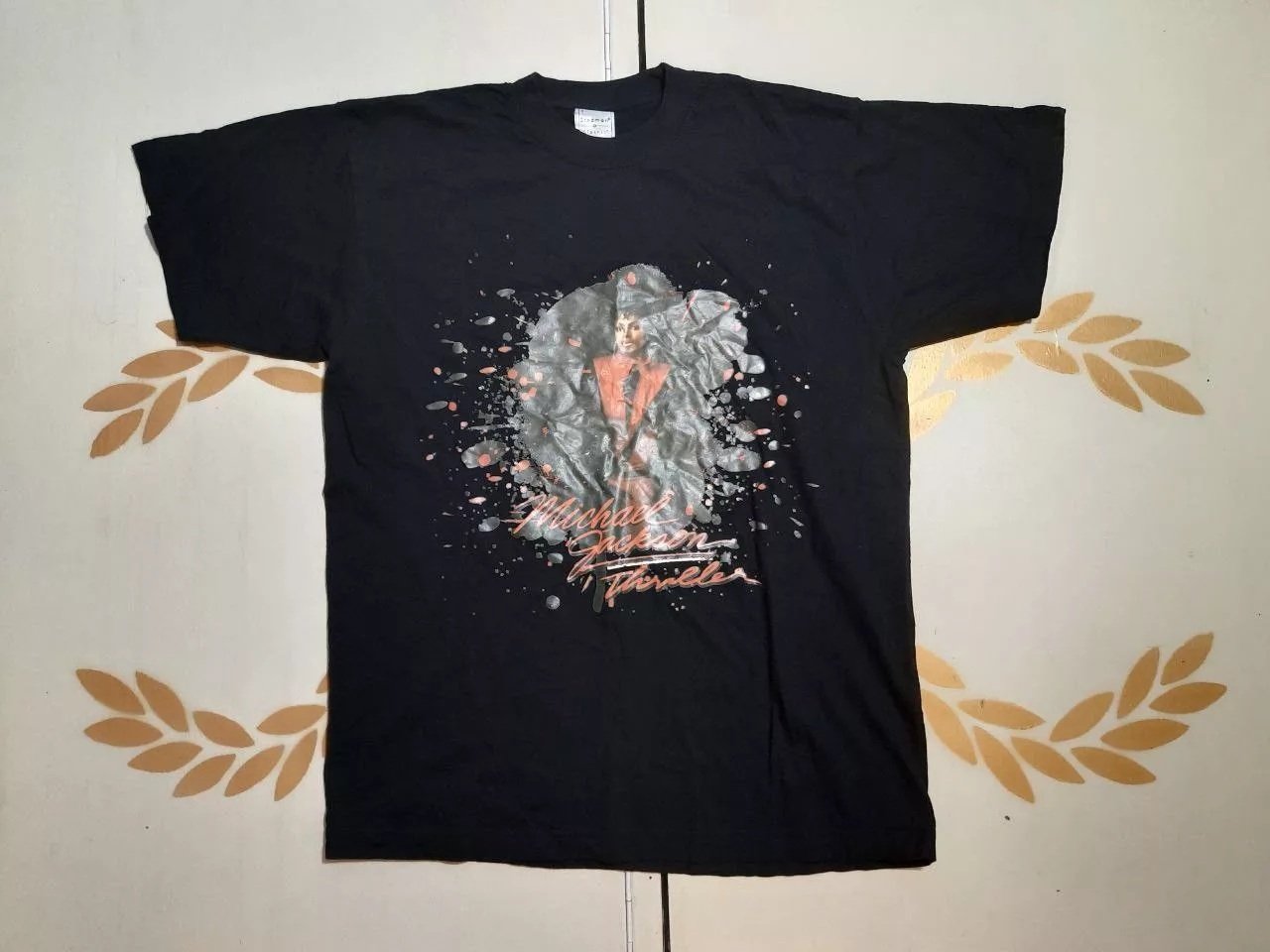 Michael Jackson Short Sleeve T Shirts Michael Jackson × Vintage Stedman Michael Jackson Thrillier T-Shirt Black