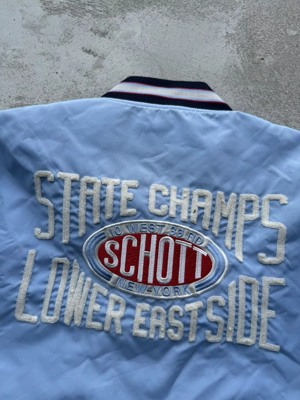 Schott Light Jackets Schott × Vintage Schott NYC Varsity Nylon Bomber Light Jacket Blue Streetwear