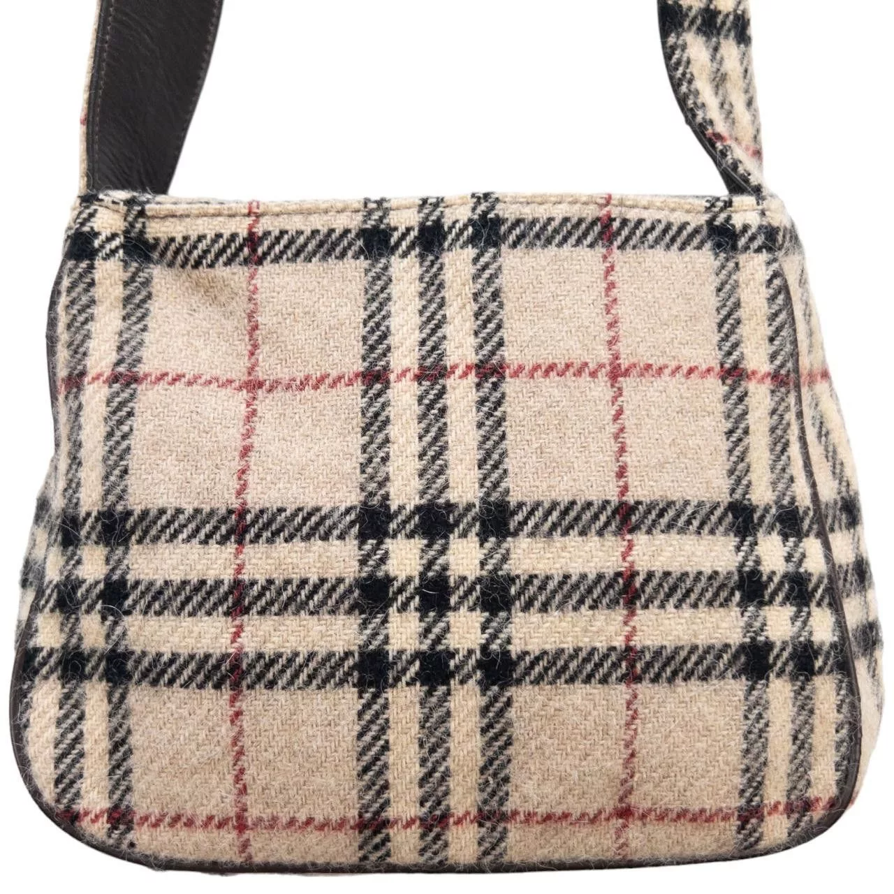Burberry Handle Bags Vintage Burberry Nova Check Wool Shoulder Bag Brown