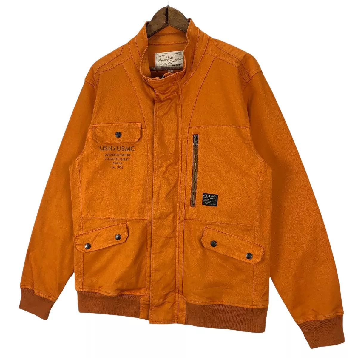 Avirex Light Jackets Avirex Lockheed Martin USN USMC Cotton Jacket Orange