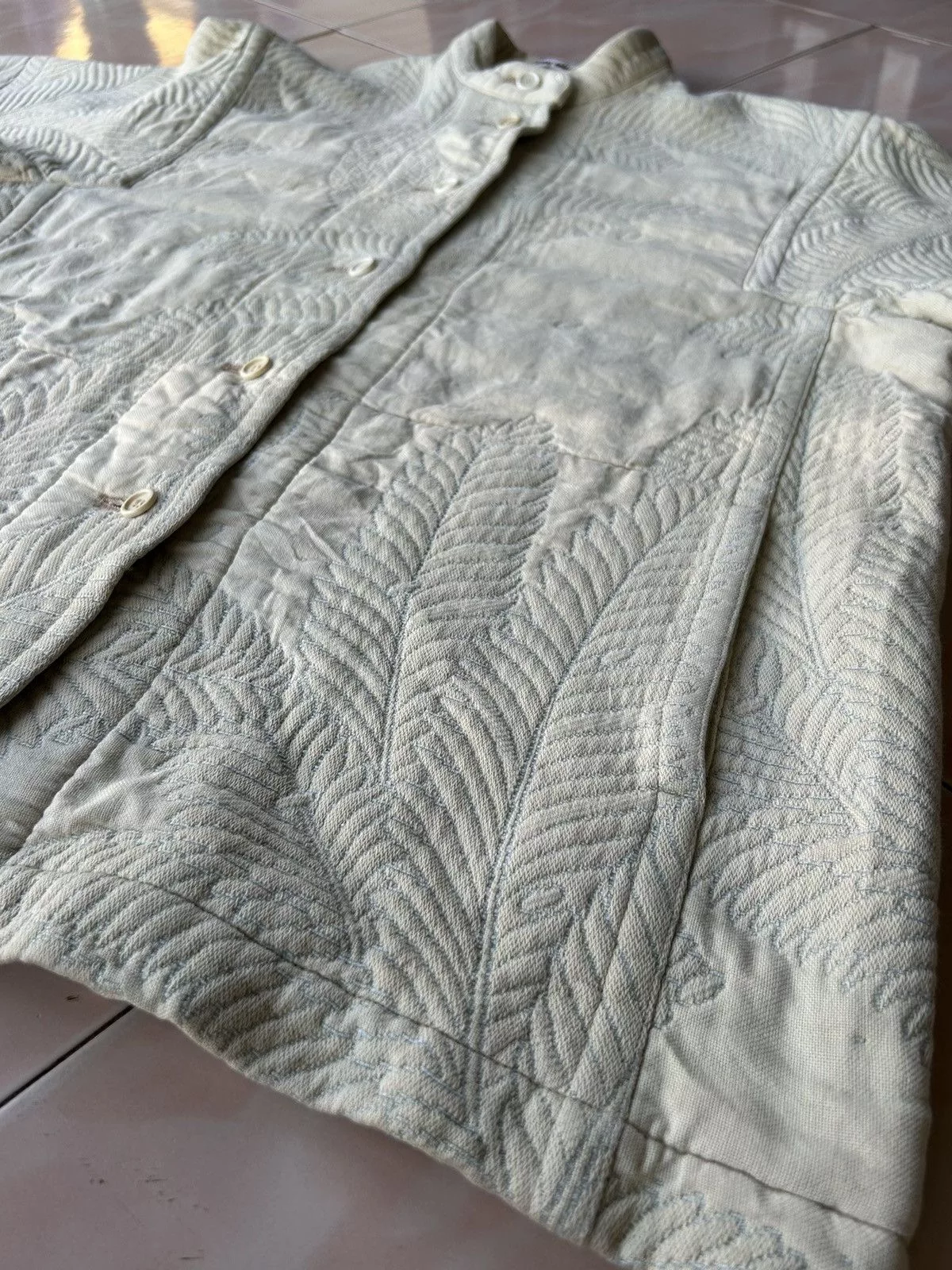 Issey Miyake Light Jackets Issey Miyake Mandarin Colar Button Ups Jacket White