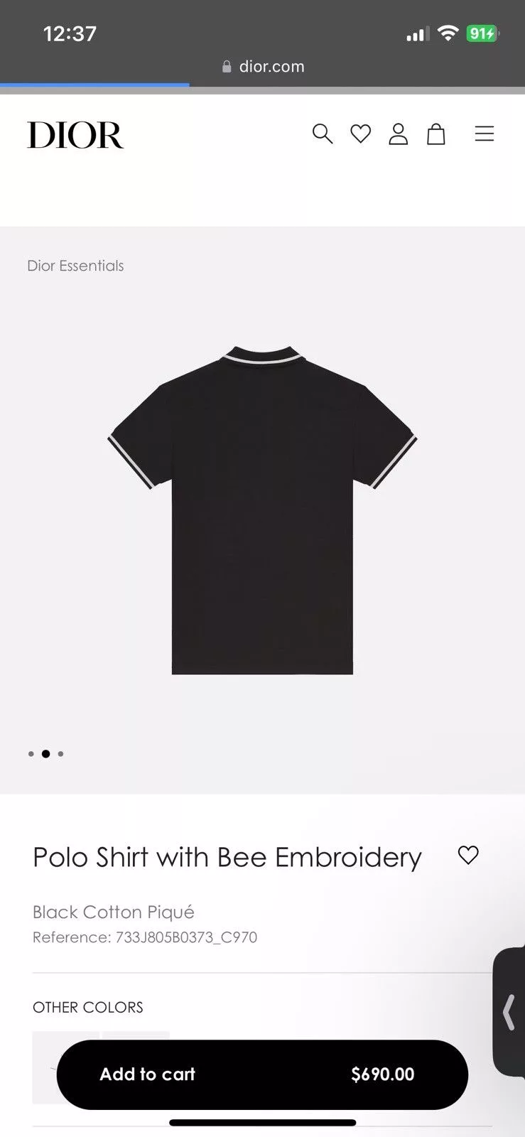 Dior Polos Dior Polo Shirt with Bee Embroidery Black