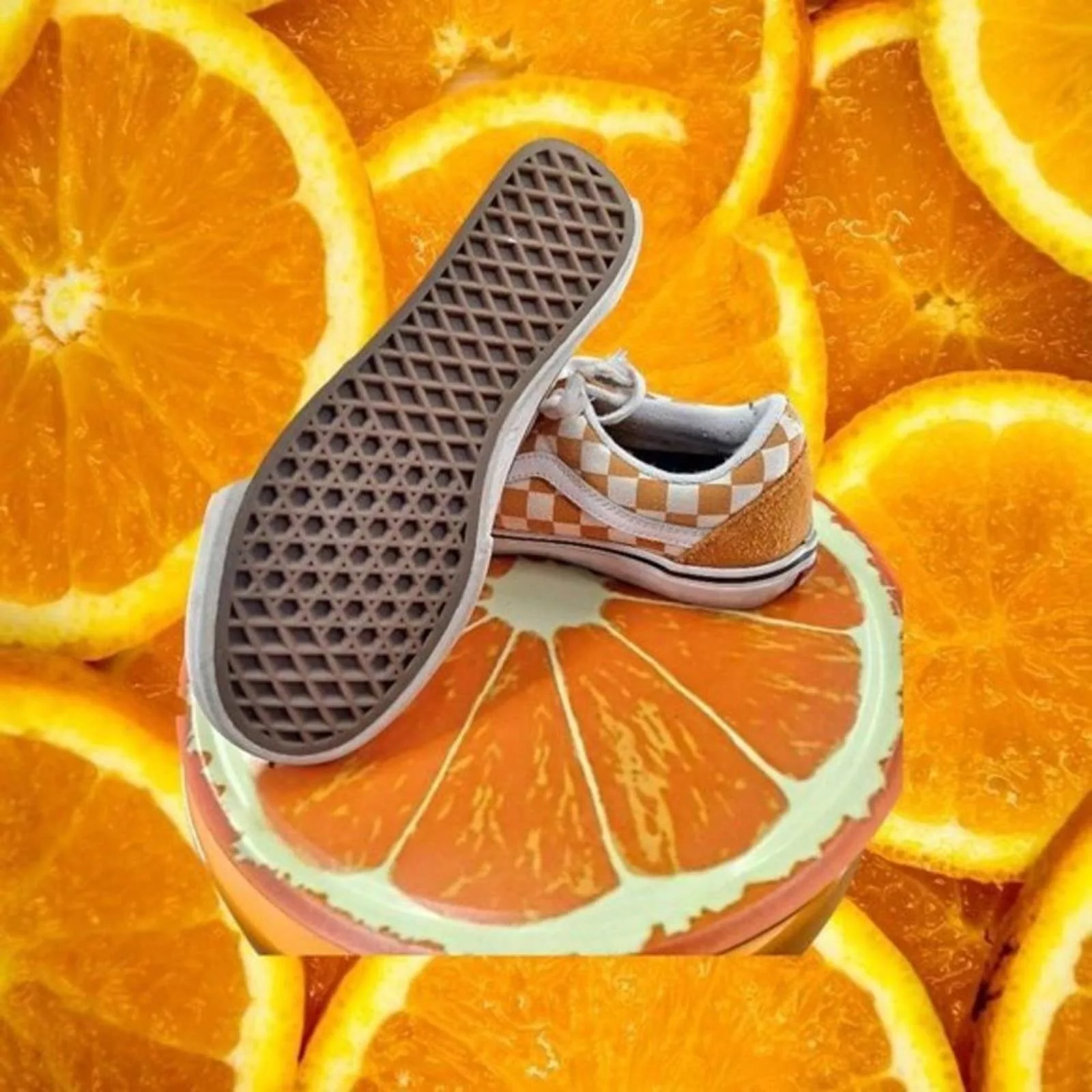Vans Low Top Sneakers Vans Pro Sneakers Orange and White Check Size 5