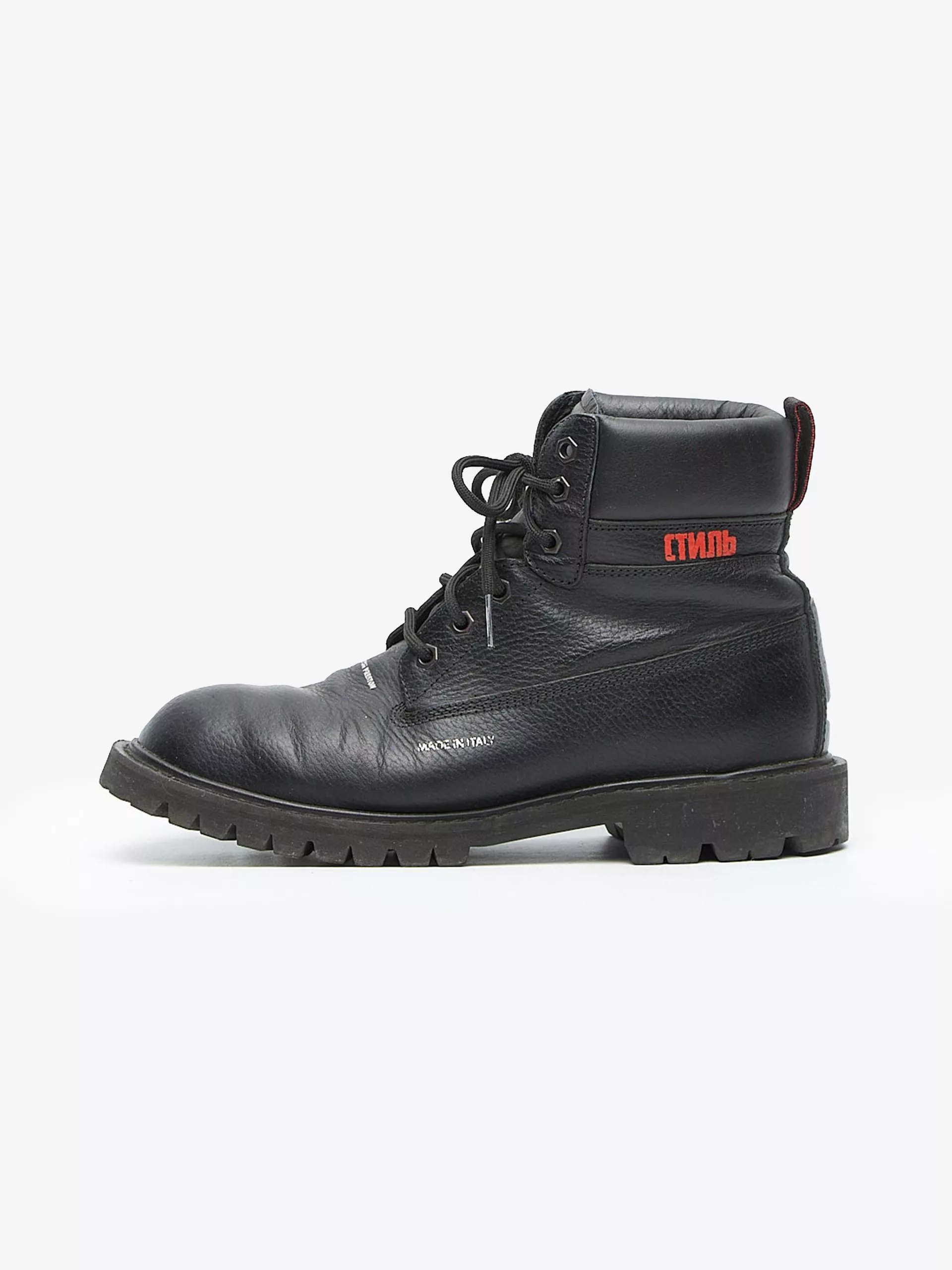 Heron Preston Boots Heron Preston Black Logo Printed High Leather Boots