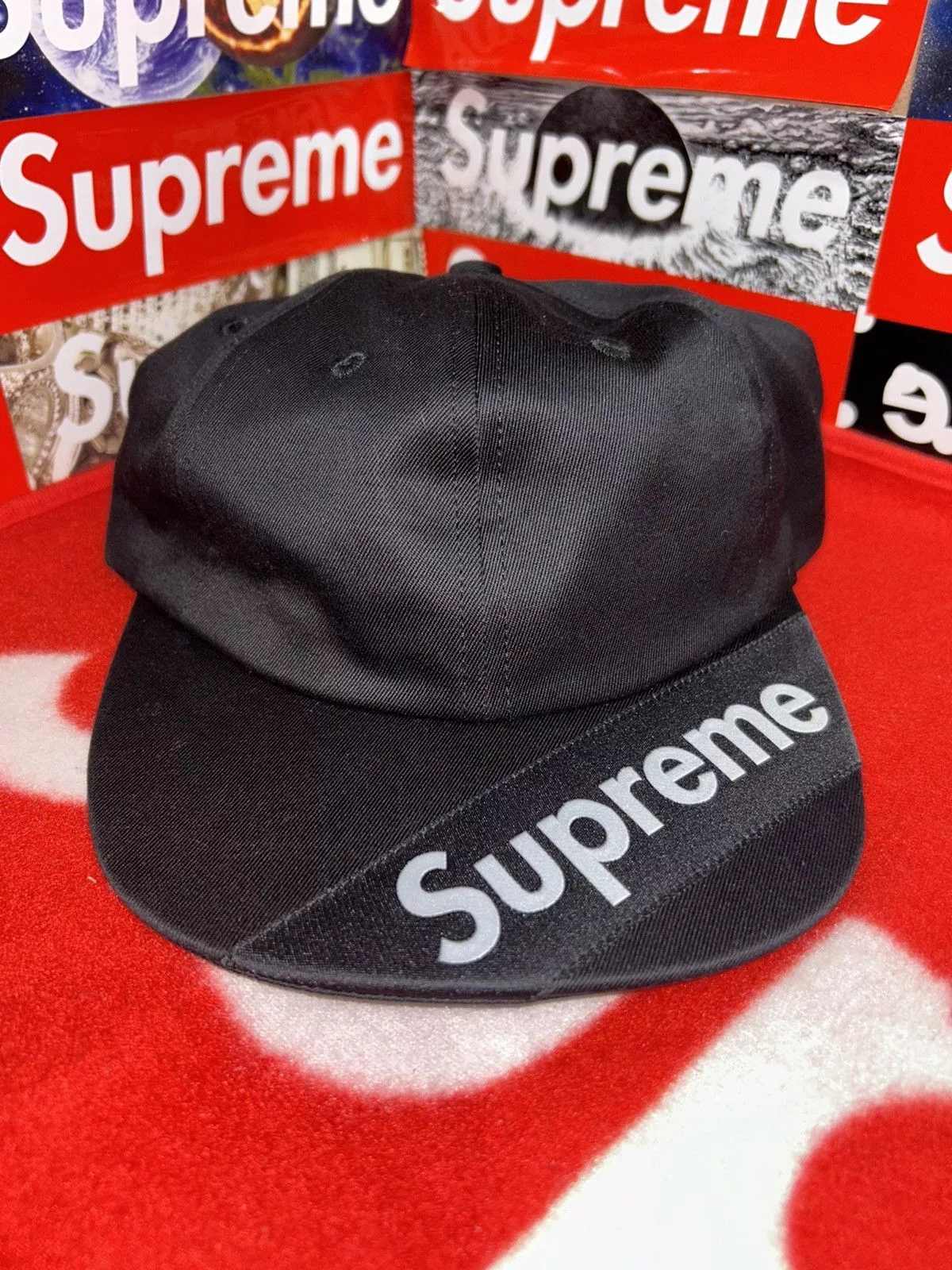 Supreme Hats Supreme Visor Label 6-Panel Black SS18 NEW