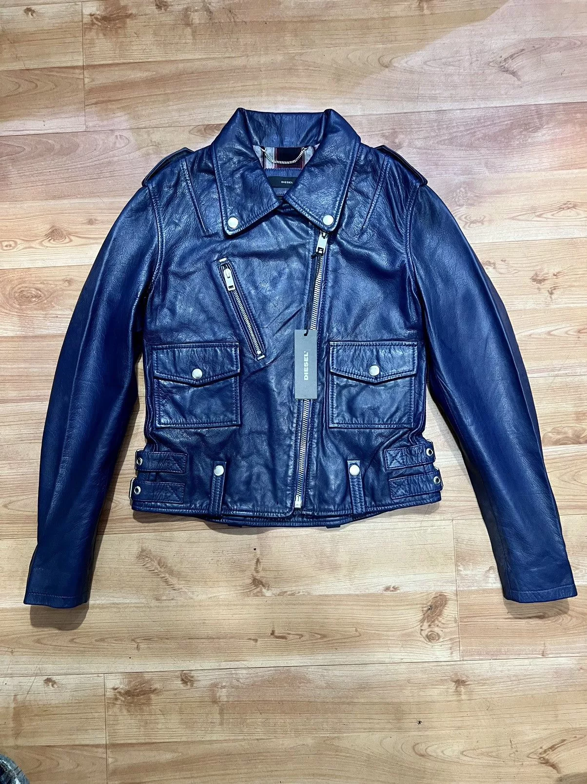Diesel Leather Jackets Diesel L-ARA-A leather jacket Blue