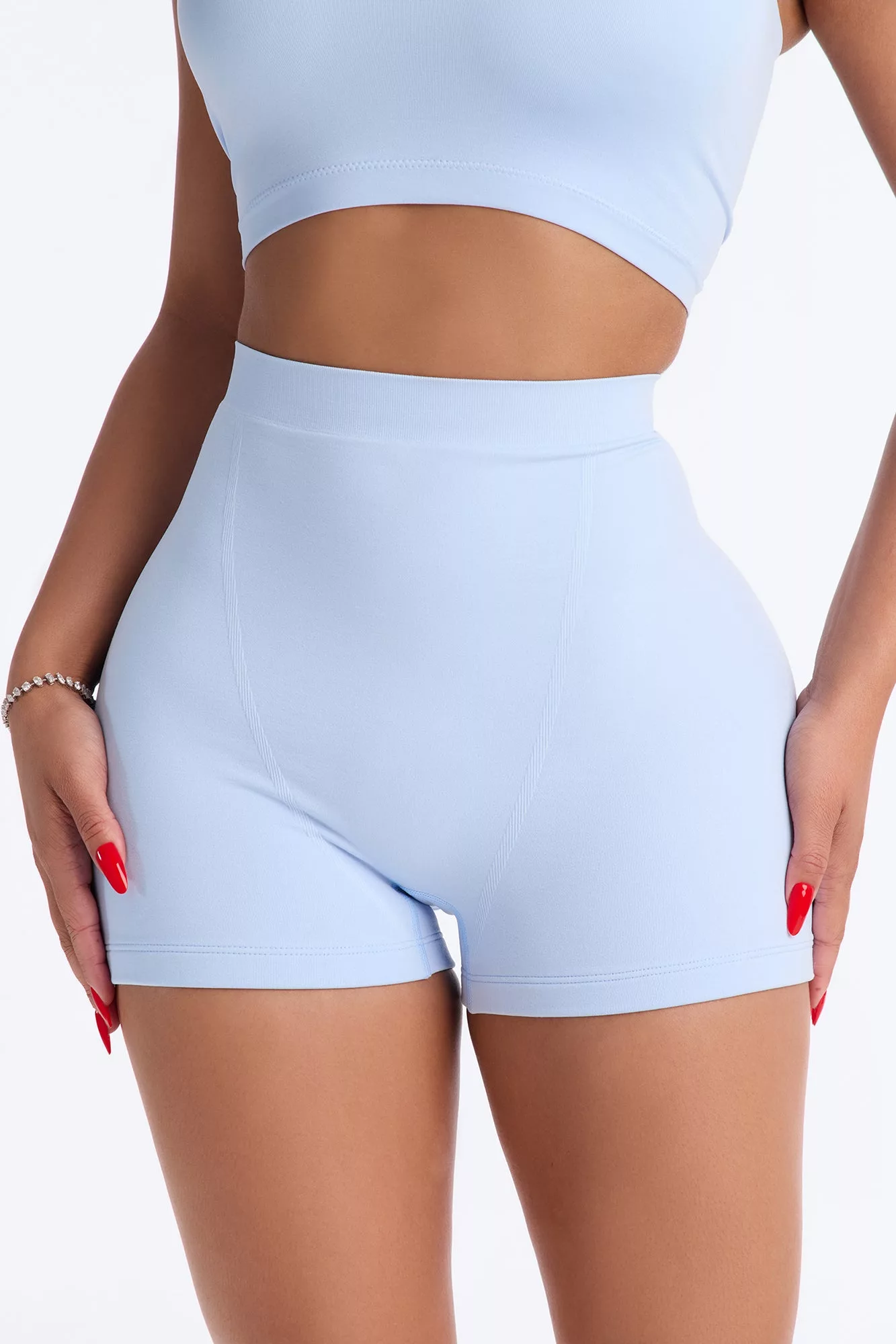 Seamless Smooth Double Lined Micro Hot Short - SkyBlue