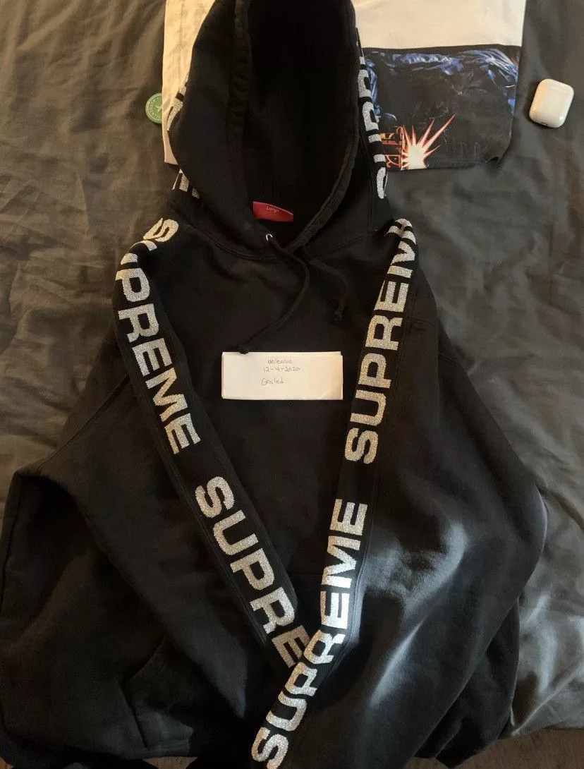 Supreme Sweatshirts Hoodies Supreme Metallic Rib Hoodie (Black)