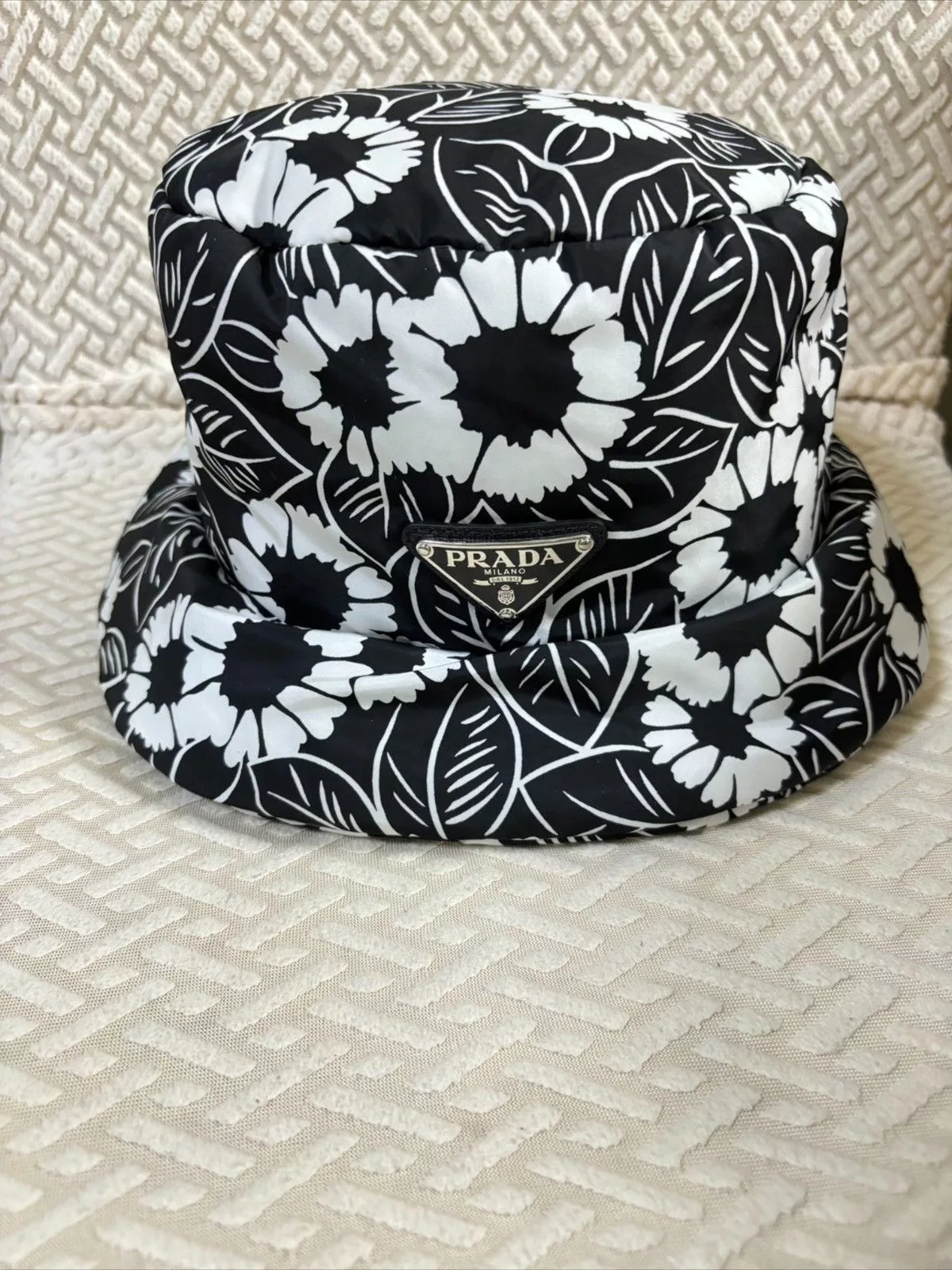 Prada Hats Prada Printed Nylon Bucket Hat Black