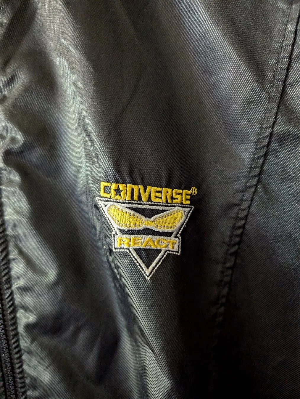 Converse Light Jackets Converse × Vintage Vintage 90's Converse RARE React Promo Nylon Jacket Black