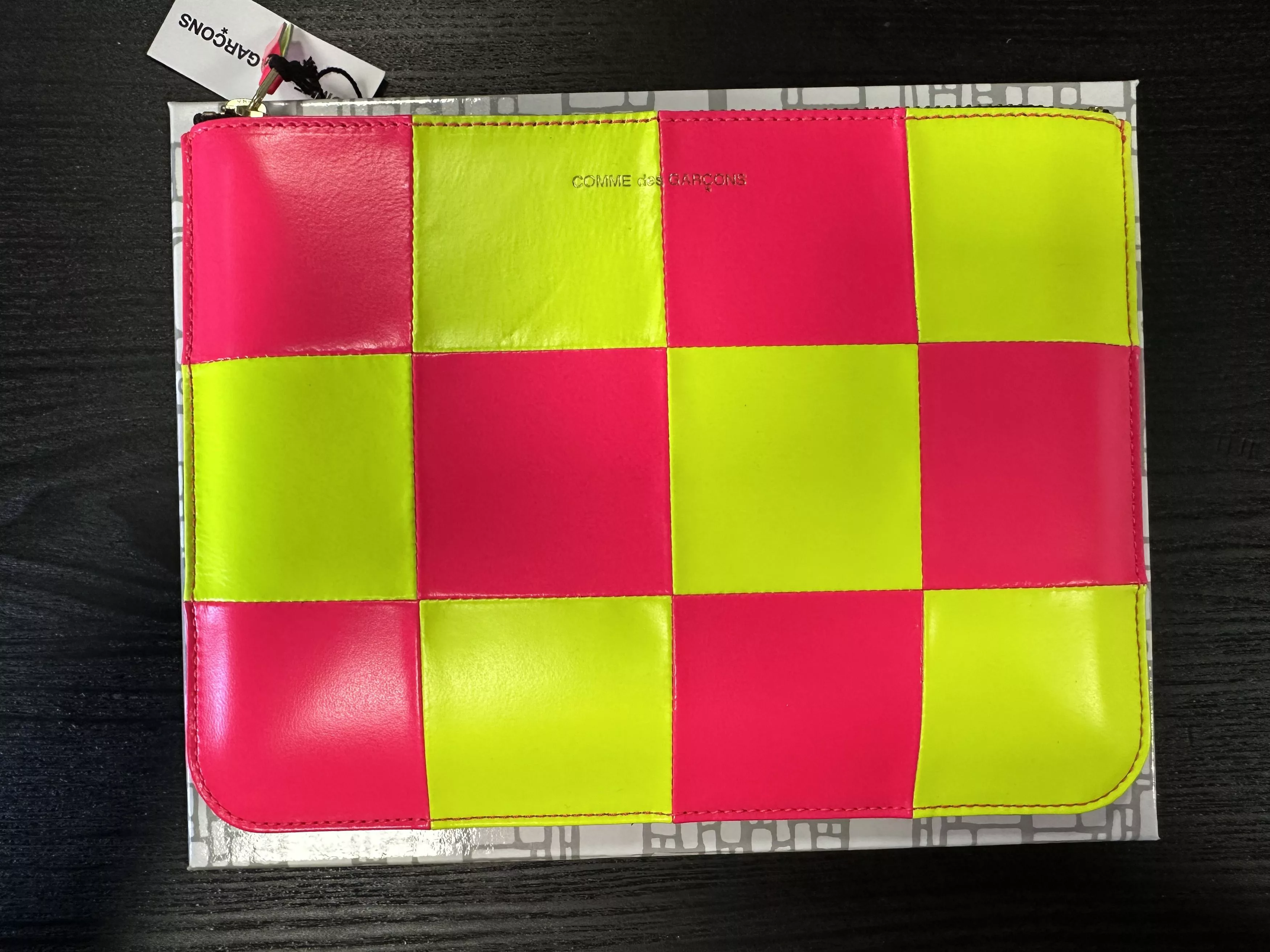 Comme des Garcons Wallets Comme des Garcons Comme des Garçons Zip Pouch in Pink/Yellow Multi