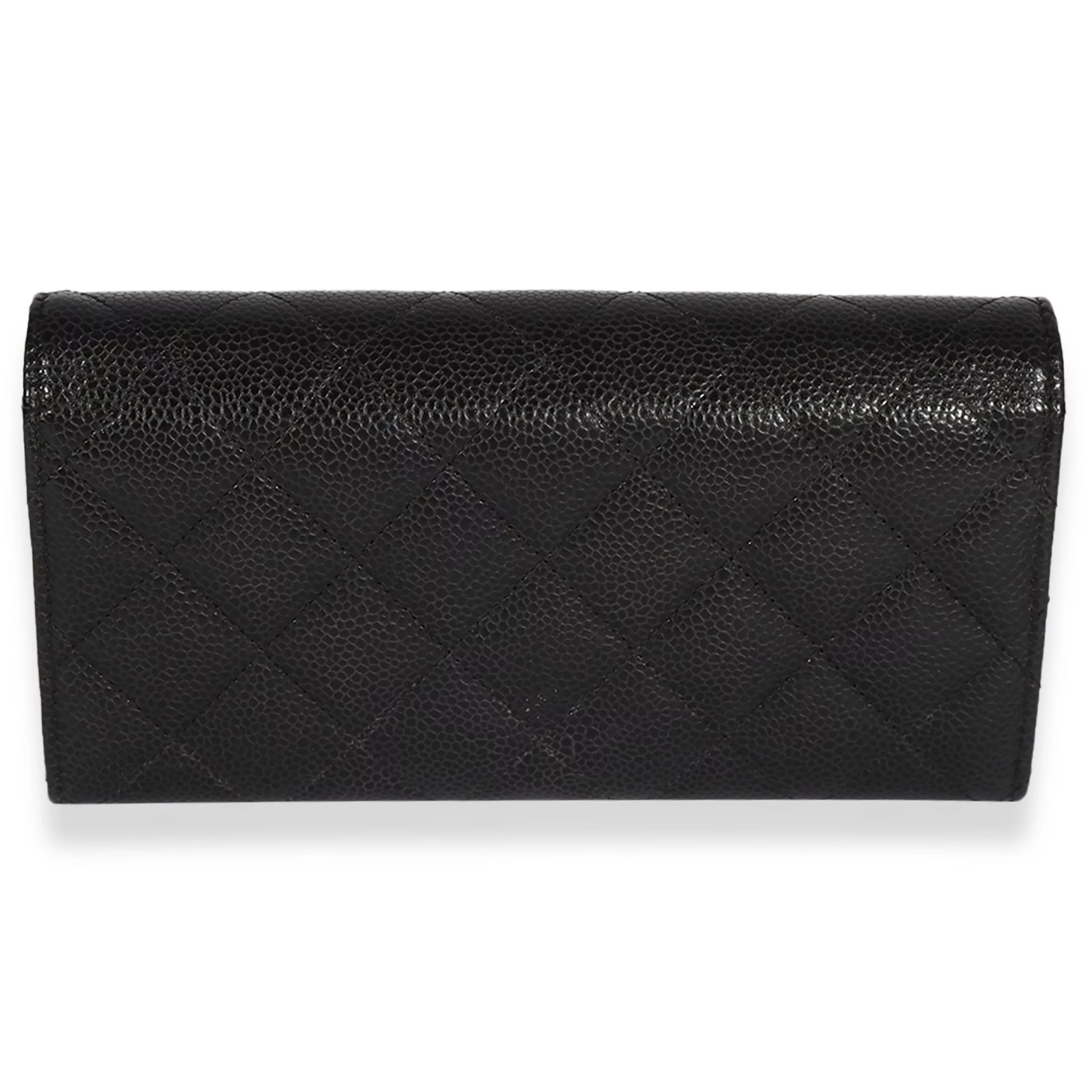 Chanel Rings Chanel Black Quilted Caviar Long Flap Wallet