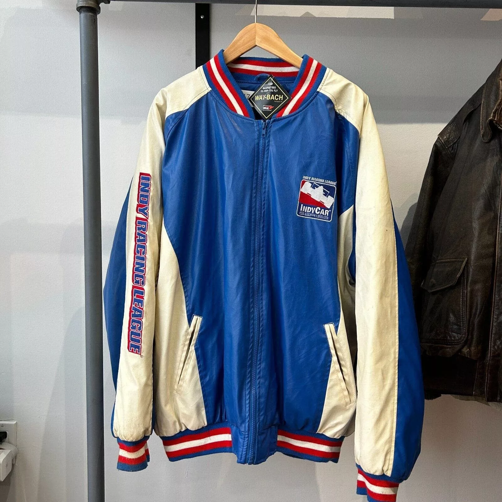 Vintage Heavy Coats VINTAGE | Indie Racing League Series Bomber Jacket sz 3XL Blue