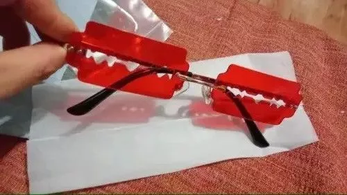Electric Visual Sunglasses Electric Visual Rimless Razor Blade Rectangle Sunglasses Red Vintage