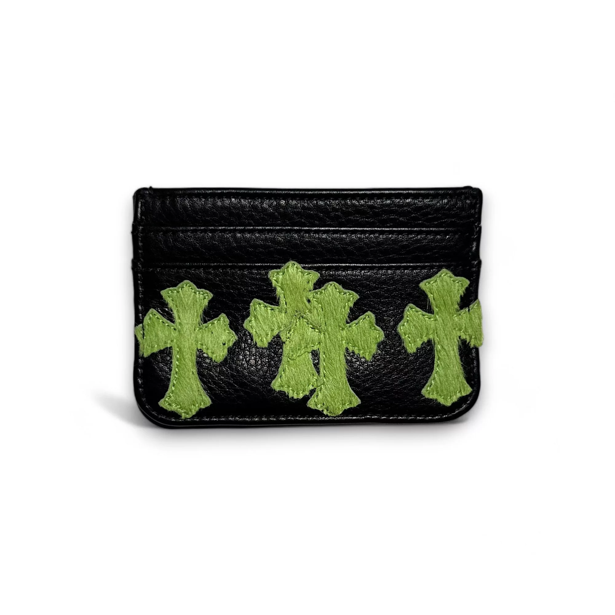 Chrome Hearts Wallets Chrome Hearts 1/1 Green Hair Cross Patch Card Holder Black
