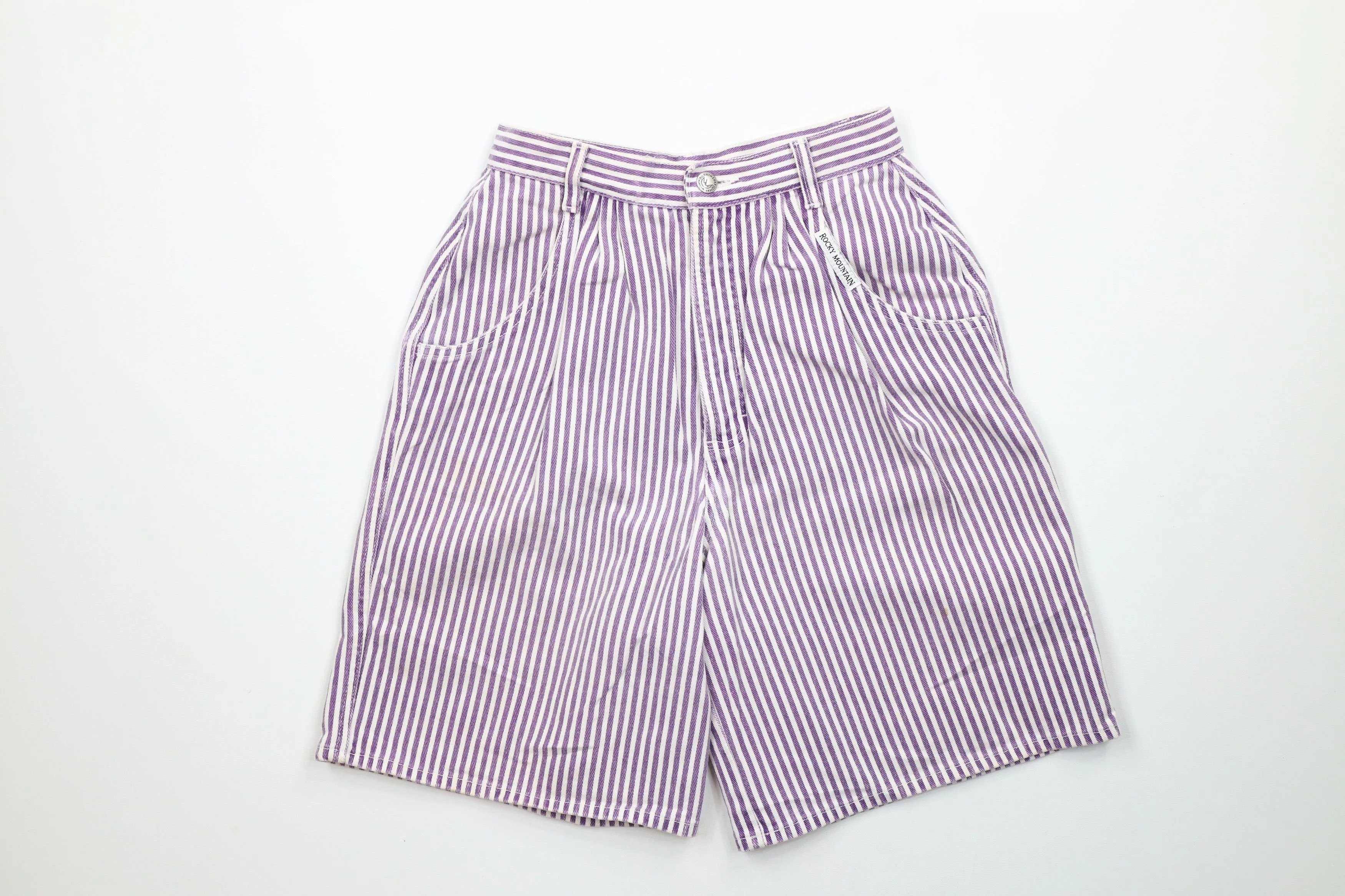 Vintage Shorts Vintage 90s Streetwear Striped Denim Shorts Jorts USA Multi