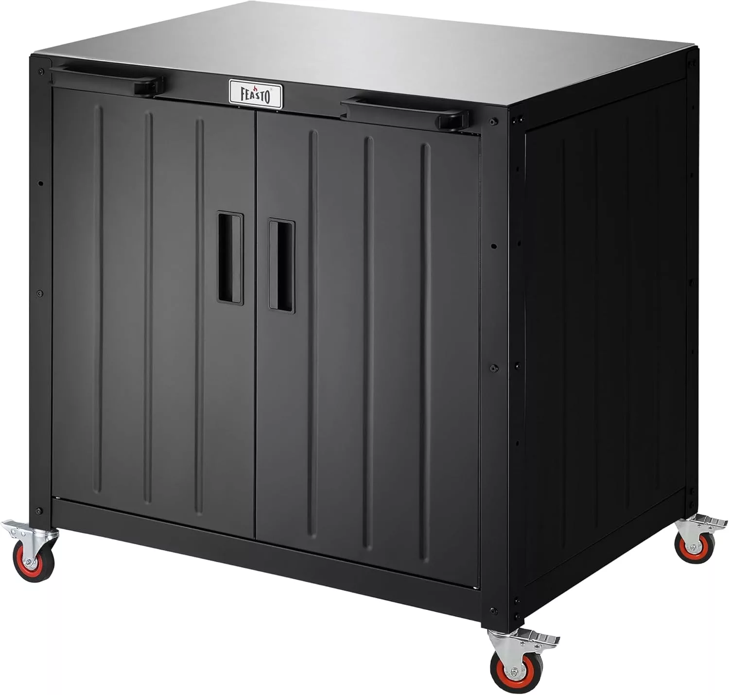 Feasto Outdoor Grill Cart with Storage Cabinet Stainless Steel Top 35 Inch Station
