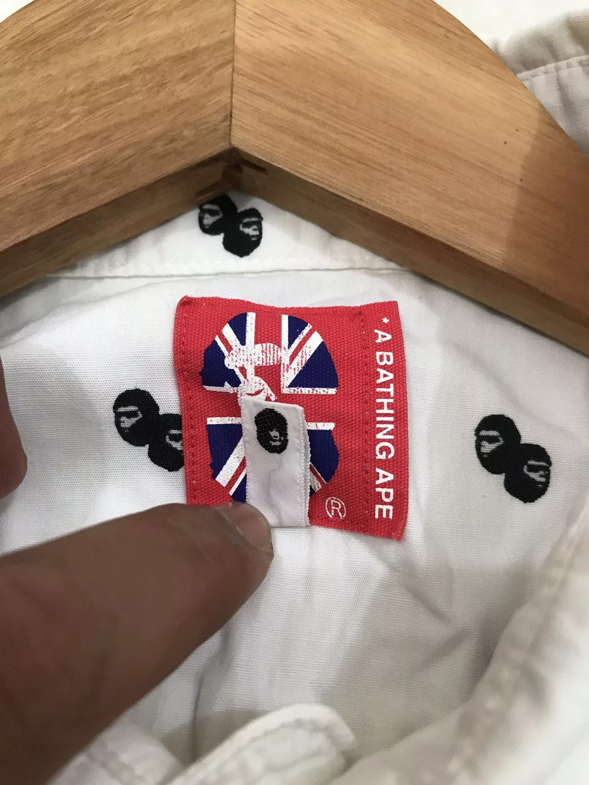 Bape Shirts Button Ups Bape Bathing Ape Flag Tag Shirt White