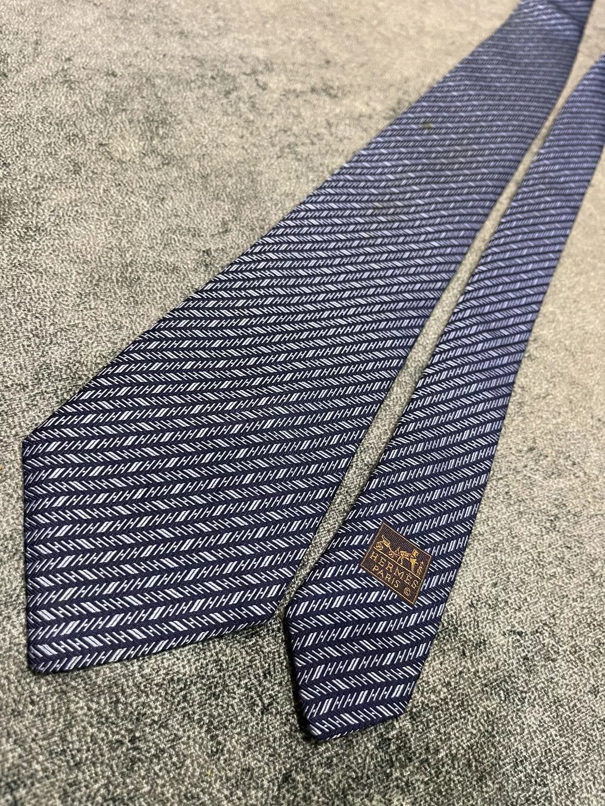 Hermes Ties Pocketsquares Hermes Silk Tie 758757T Blue