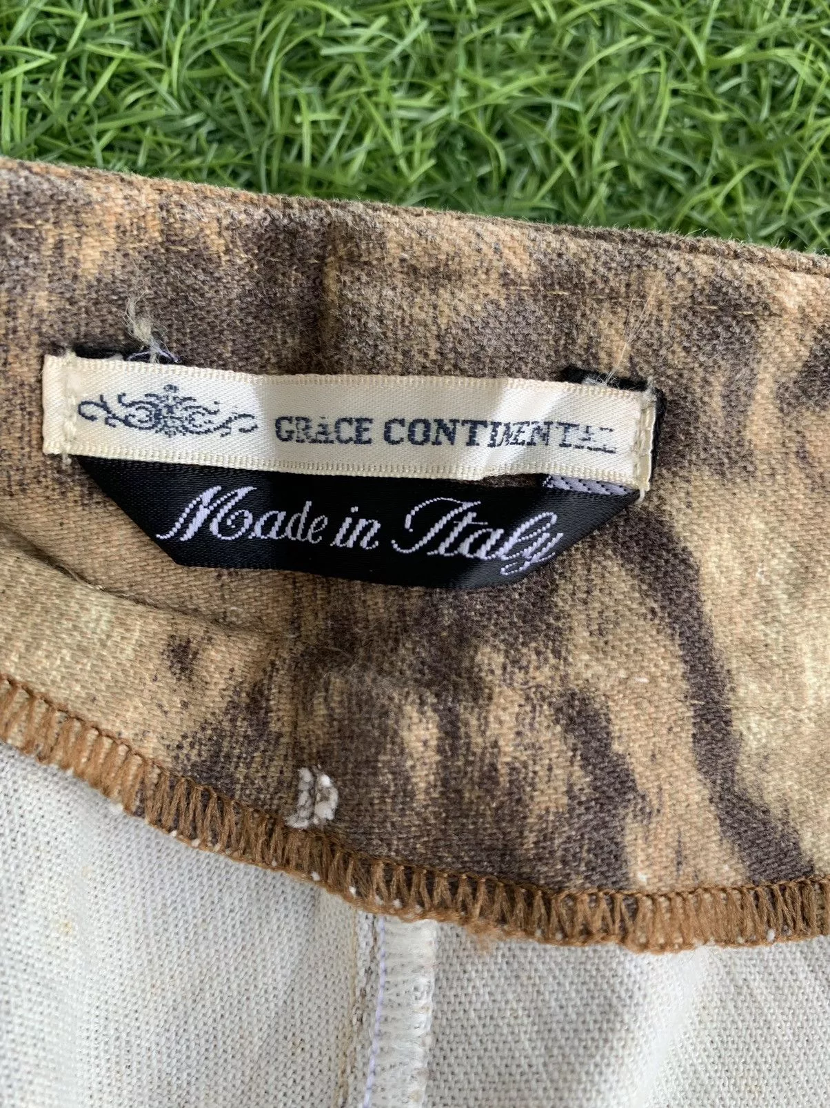 Designer Pants Designer Vintage Grace Continental Leopard Print Flare Brown