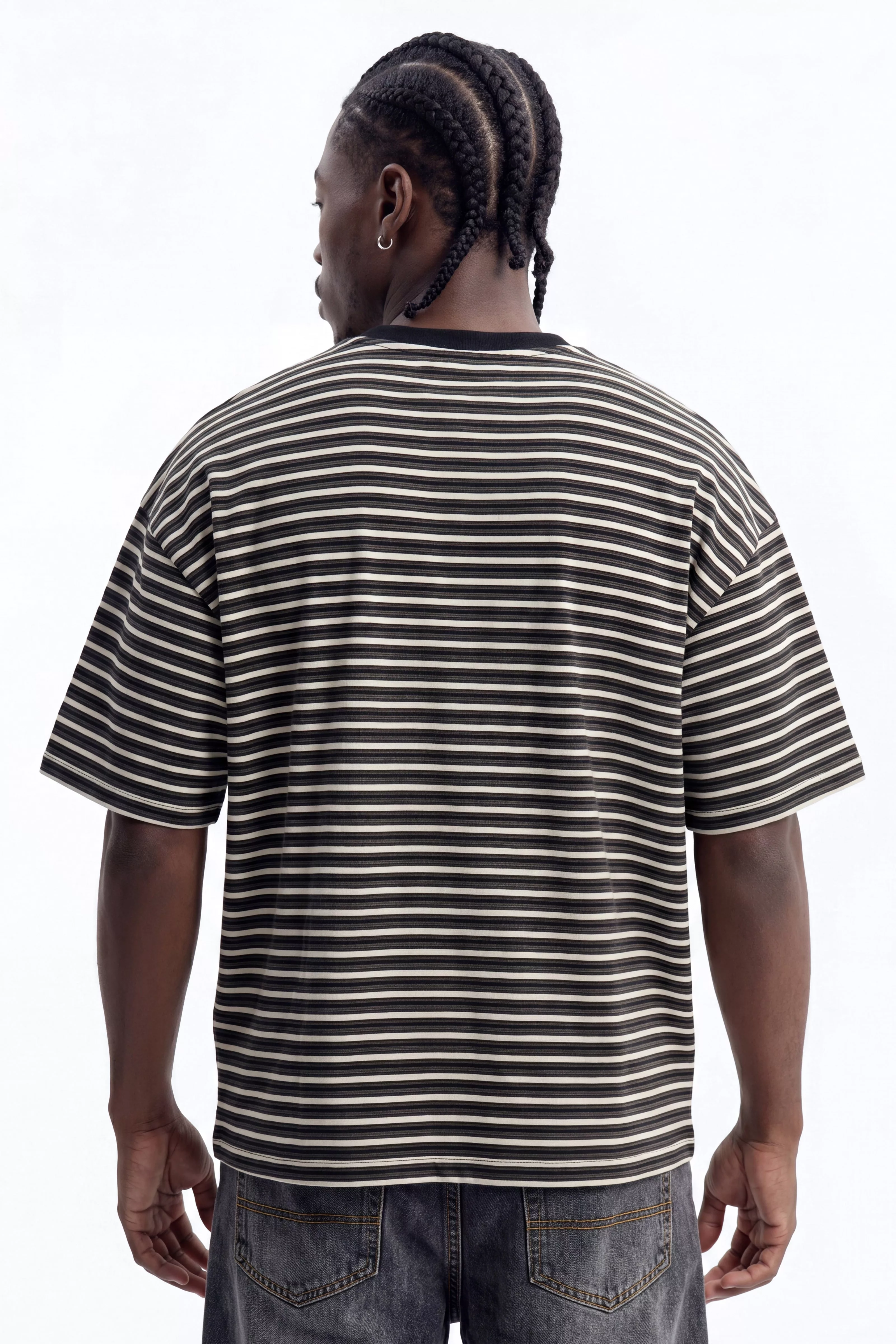 Tate Stripe Oversized Crewneck Tee - Black/combo