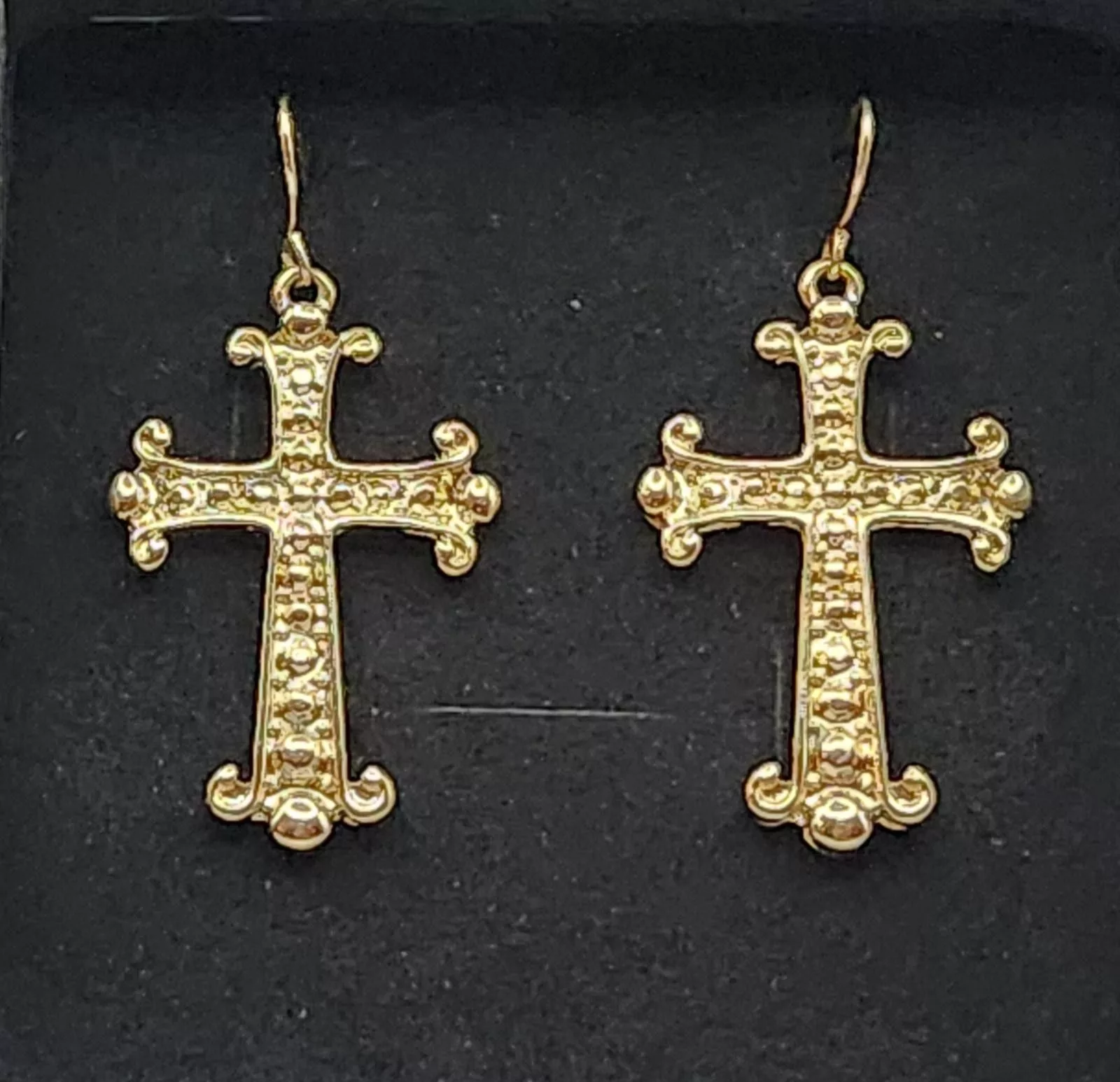 Designer Earrings Designer NWT Gold Tone Cross Dangle Earrings by Raphael