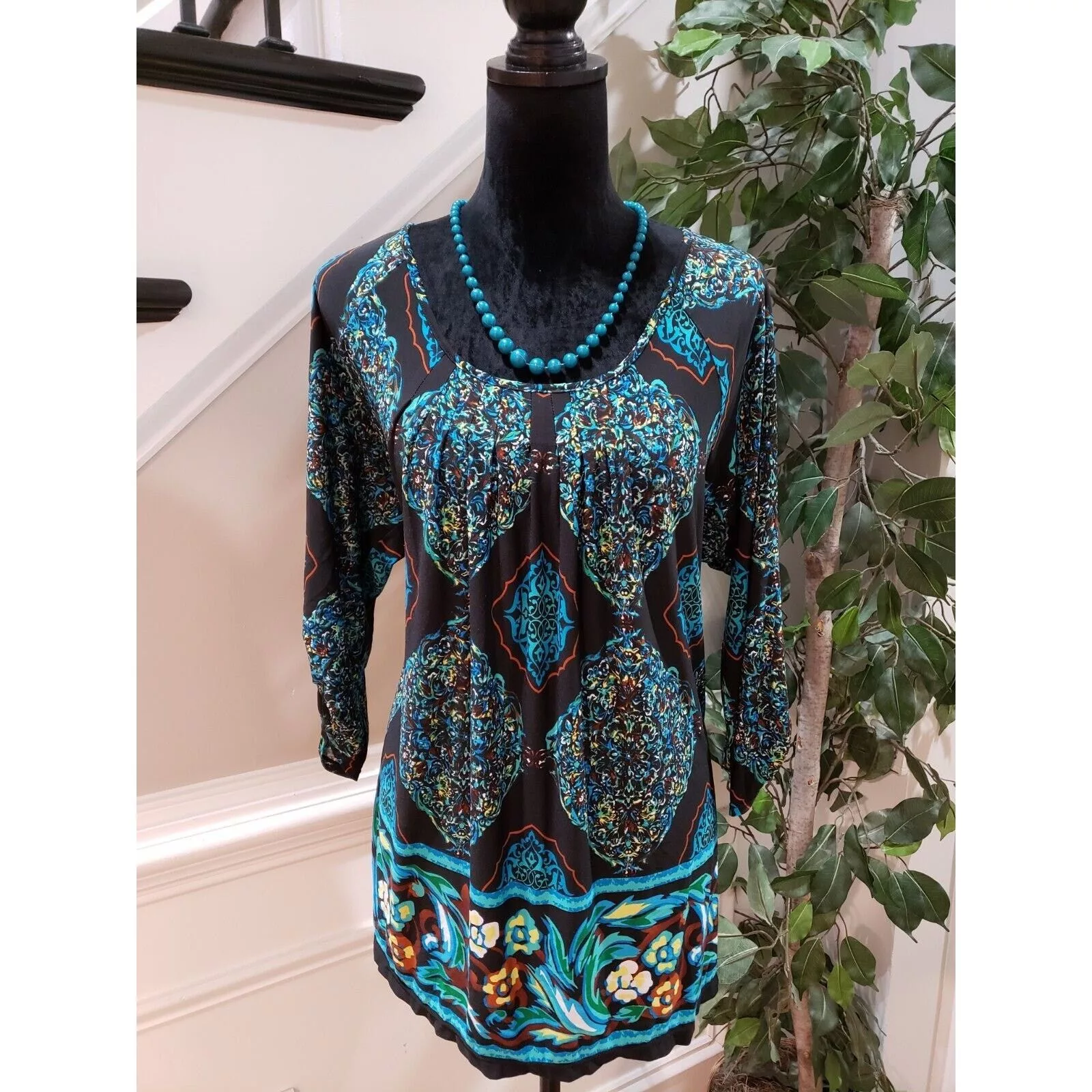 Other Blouses Other Kim Rogers Polyester Round Neck Long Sleeve Top Blouse Large Multi