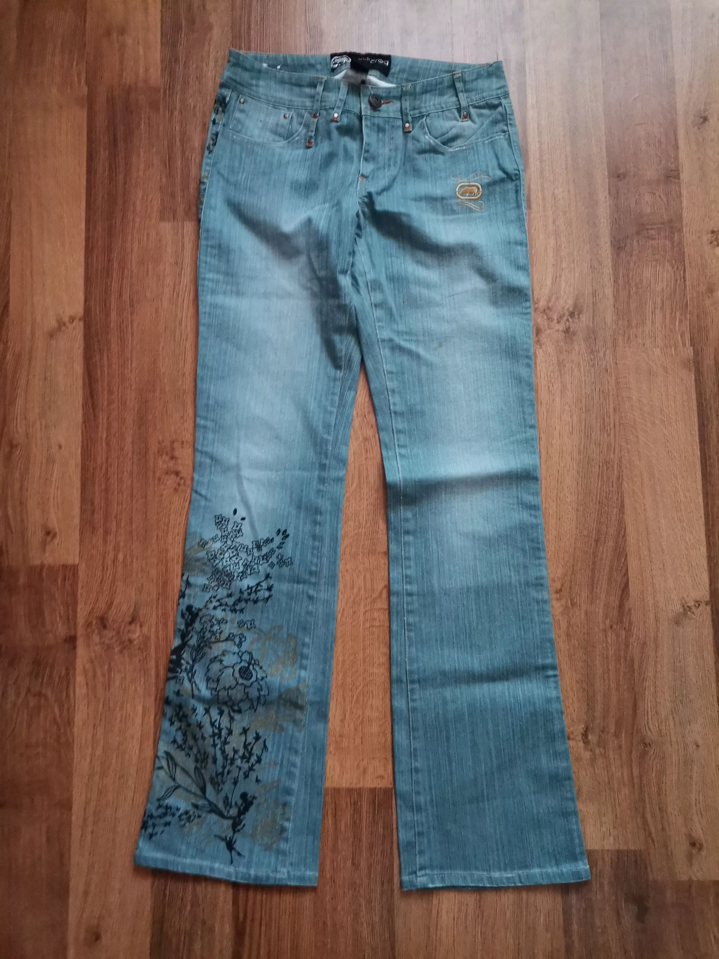 Ecko Unltd. Jeans Ecko Unltd. × Vintage Vintage Ecko Red Women's Floral Flared Jeans Blue Streetwear