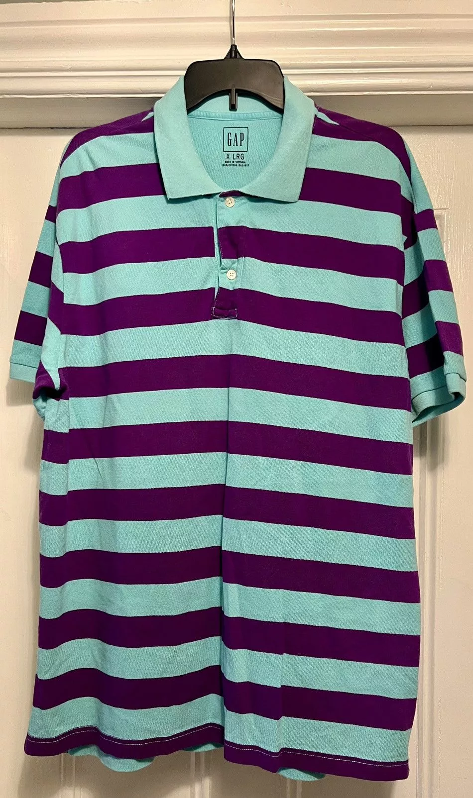 Gap Polos Gap × Vintage Authentic Gap striped Polo Grape Purple Aqua Shirt XL Rare Multi