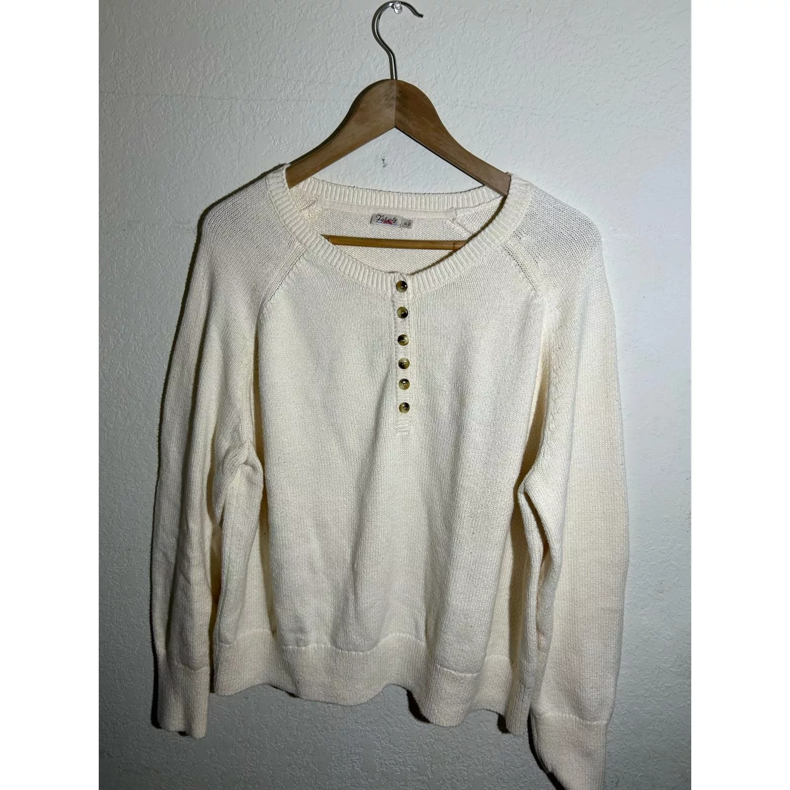 Faherty Sweaters Faherty Cozy Cotton Henley Sweater In Beige Size XL