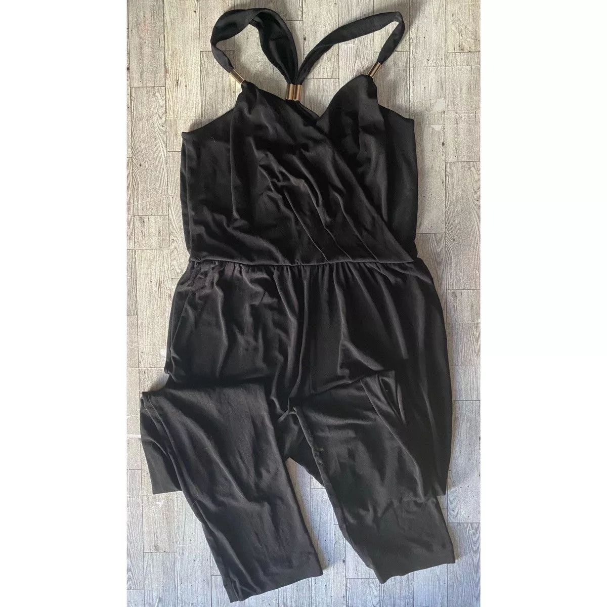 Jennifer Lopez Jumpsuits Jennifer Lopez JLO, Solid Racerback, Full Length, Sleeveless Jumpsuit Black