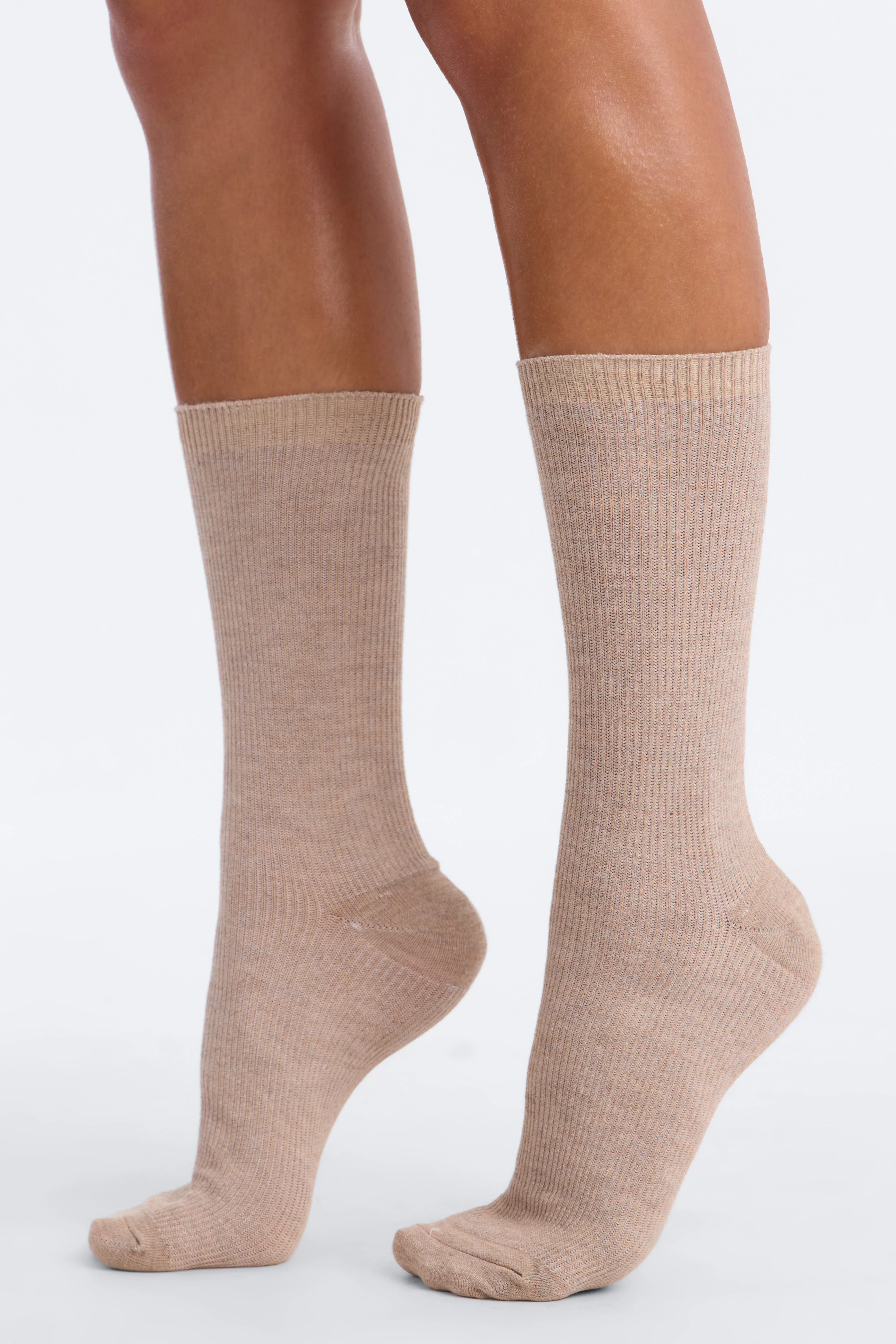 6 Pack Ribbed Socks - Brown/combo