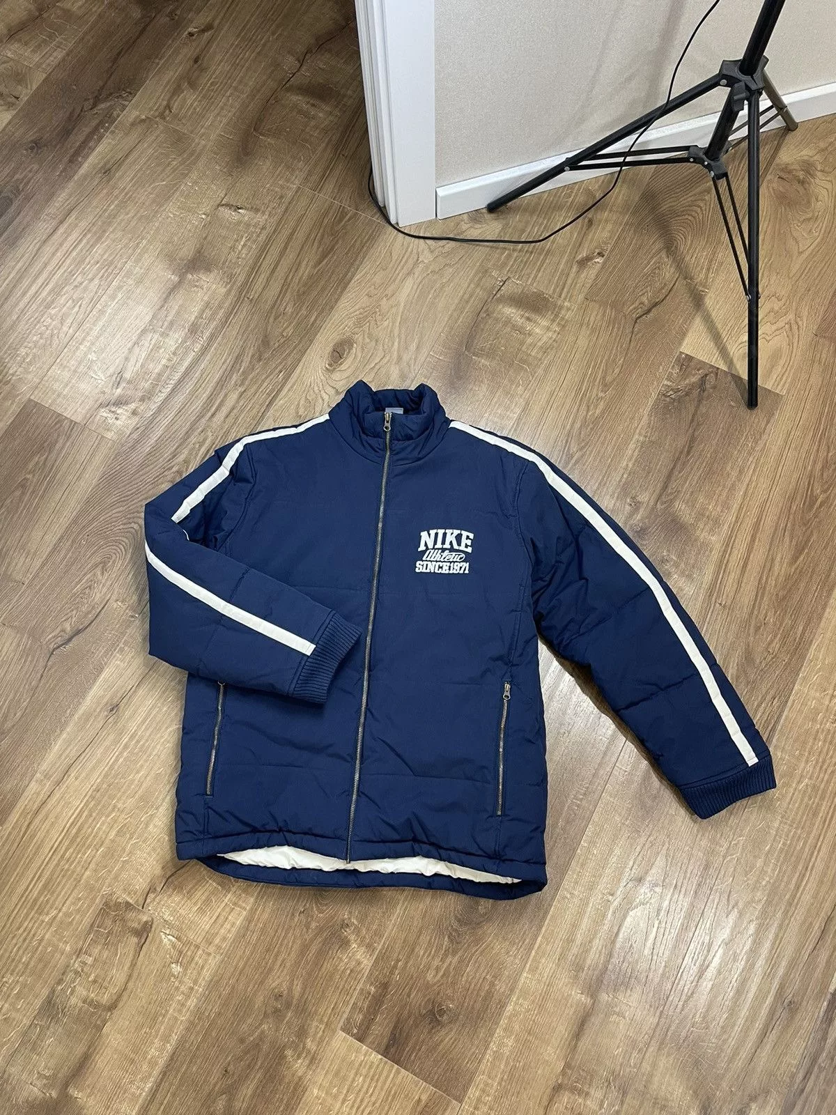 Nike Bombers Nike × Vintage Vintage Nike Y2K Style Athletic 1971 Blue Puffer Jacket Streetwear