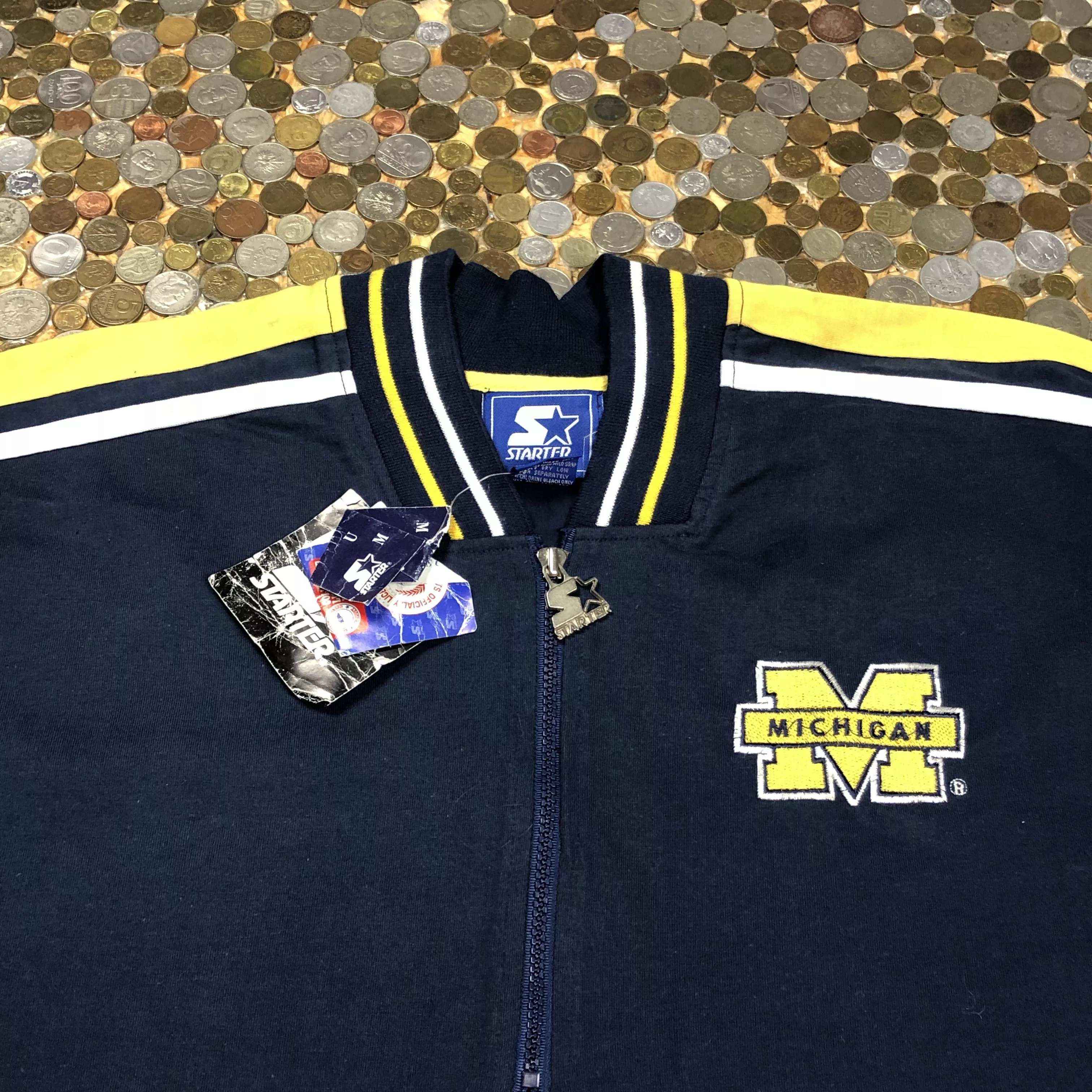 Starter Short Sleeve T Shirts Starter × Vintage Starter Vintage 90s MICHIGAN zip Tee T-shirt Blue