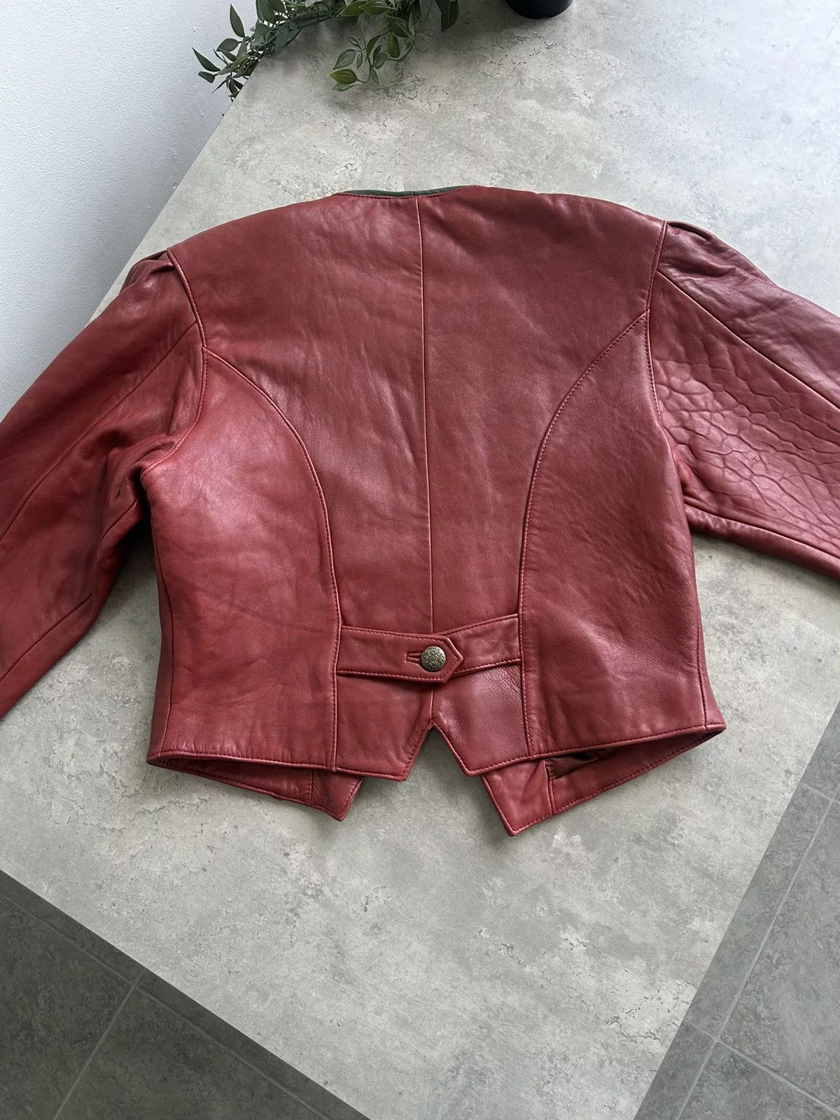 Vintage Leather Jackets RARE Gorgeous Leather Cherry Vintage Jacket with embroidery Red