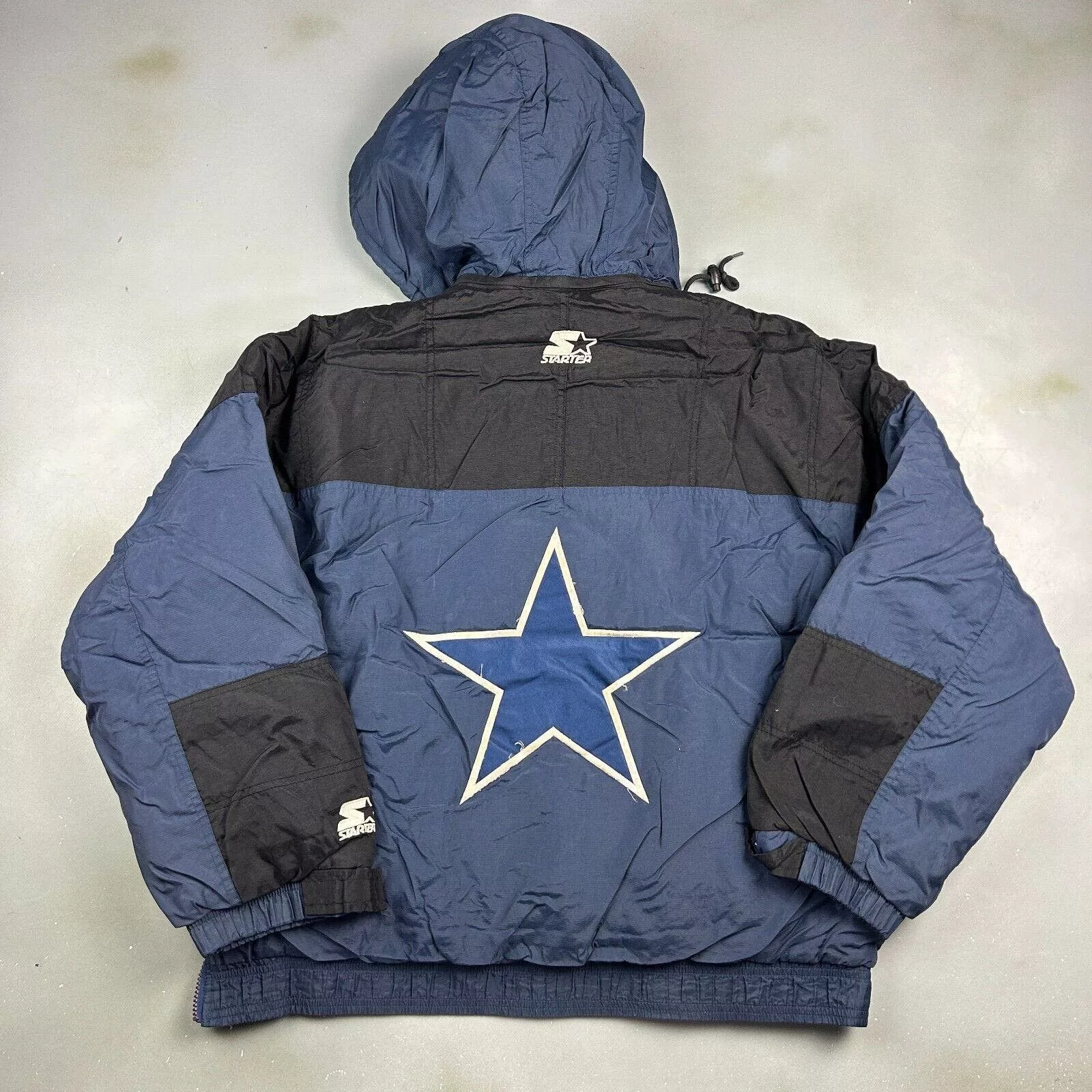 Starter Down Jackets VINTAGE 90s Dallas Cowboys Starter Anorak 1/4 Zip Jacket M Blue
