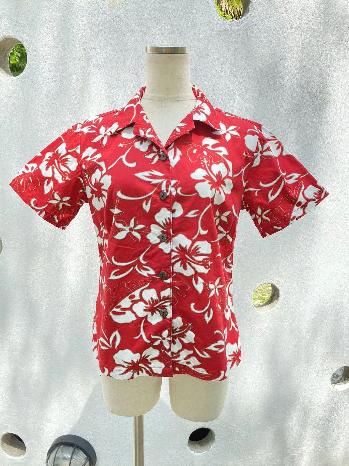 Other Button Ups Other Hawaiian floral women shirt Red Vintage