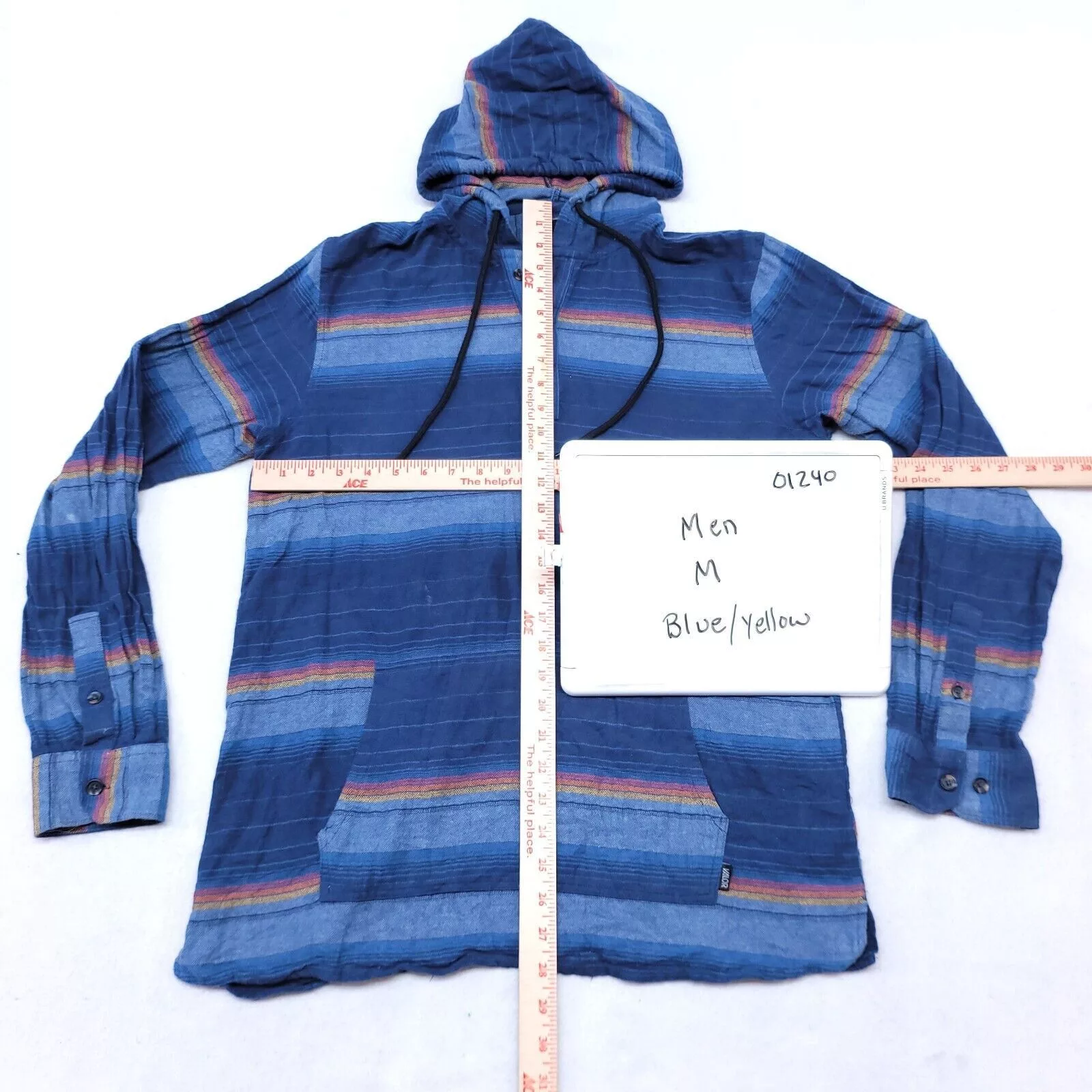 Valor Collective Light Jackets Valor Collective Valor Casual Pullover Hoodie Mens Size M Blue Yellow Striped