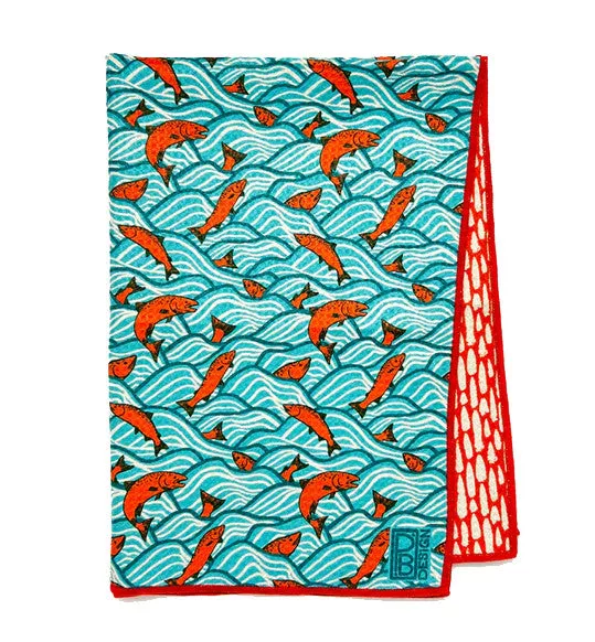 Jumping Salmon Tea Towel