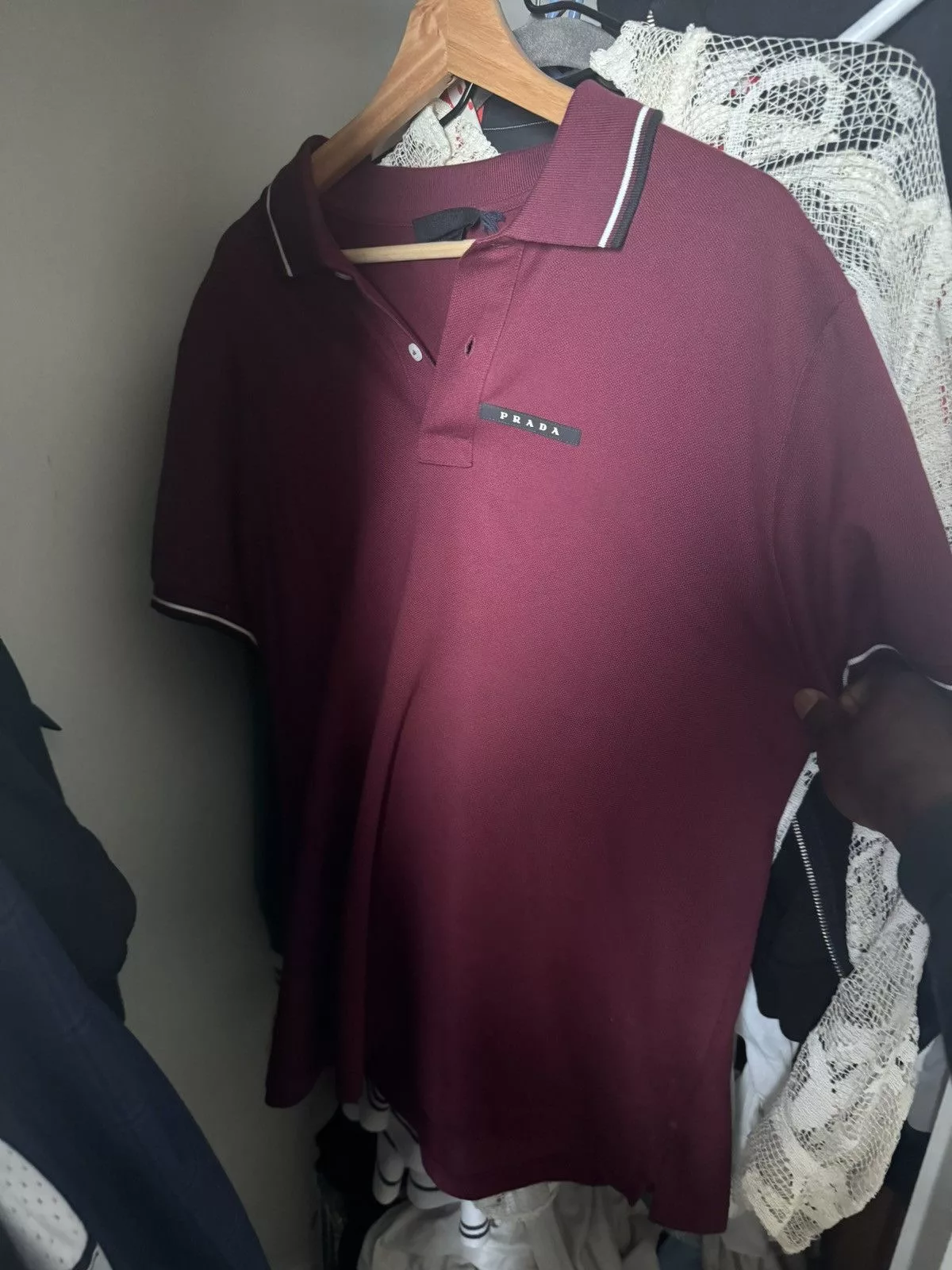 Prada Shirts Button Ups Prada logo shortsleeve Red