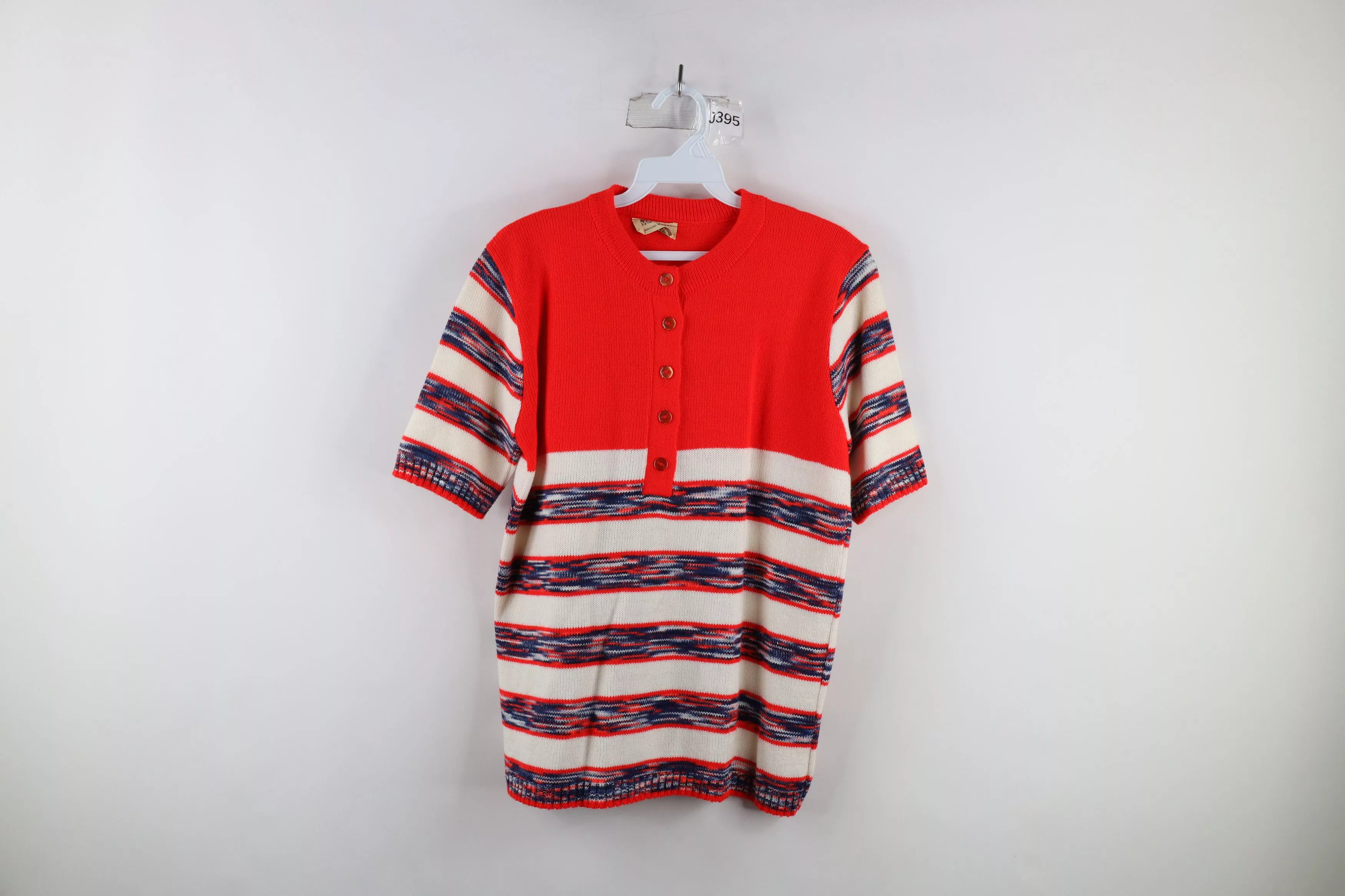 Vintage Sweaters Vintage 60s 70s Streetwear Short Sleeve Henley Sweater USA Multi
