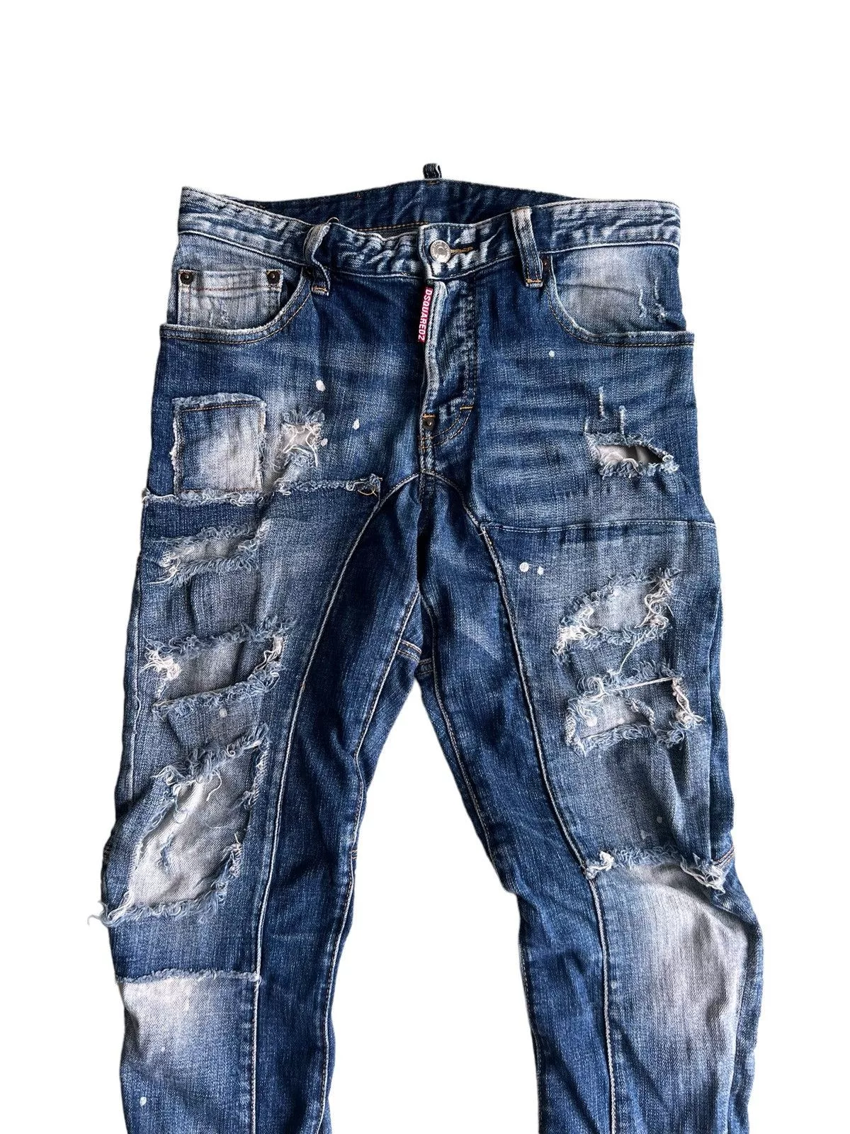 Dsquared2 Denim Dsquared2 × Purple DSQUARED2 Beautiful Patchwork Distressed Skinny Biker Jean Blue