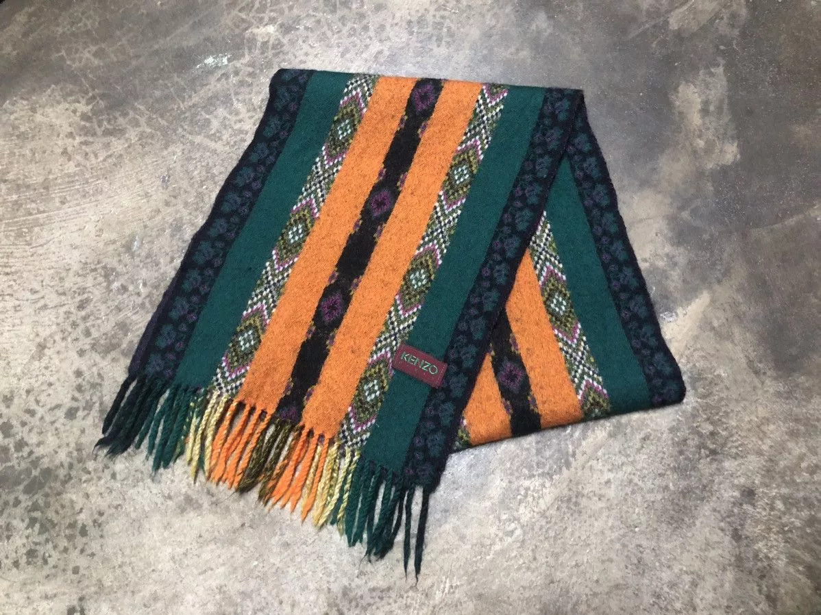 Designer Gloves Scarves Designer × Kenzo × Native Vintage Kenzo Paris Native Scarf Muffler Multi