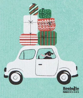 Winter Wheels Dog Swedish Dishcloth