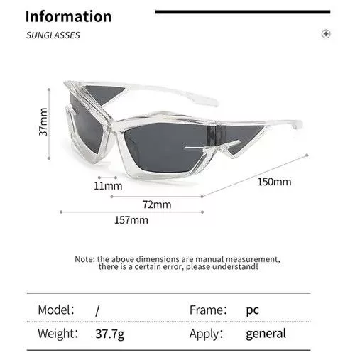 Electric Visual Sunglasses Electric Visual Transparent Frame Irregular Design Sun Glasses Unisex Multi Vintage