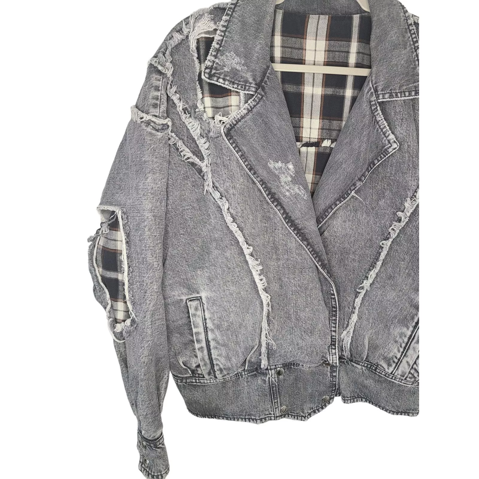 Retrofete Coats Retrofete RETROFÊTE Ellie reversible distressed denim jacket Gray