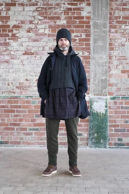 Engineered Garments Shirts Button Ups Engineered Garments banded collar long shirt Blue