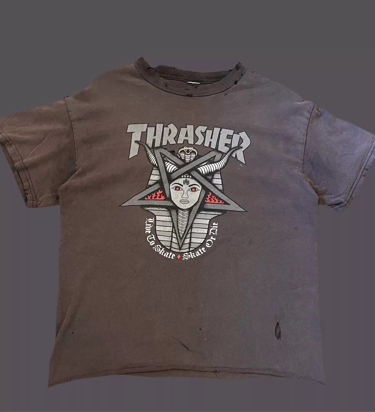 Thrasher Short Sleeve T Shirts VINTAGE 2002 THRASHER SHIRT Brown